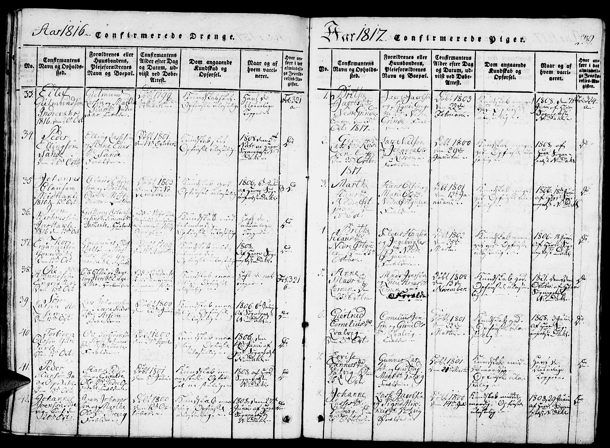 Gulen sokneprestembete, AV/SAB-A-80201/H/Haa/Haaa/L0018: Parish register (official) no. A 18, 1816-1825, p. 239