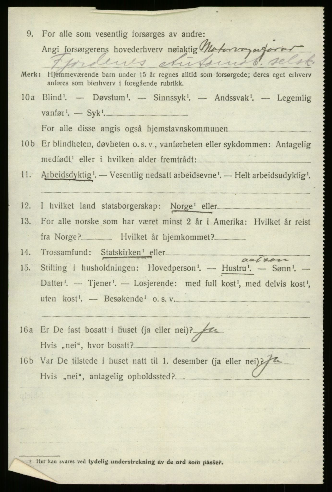 SAB, 1920 census for Gloppen, 1920, p. 7661