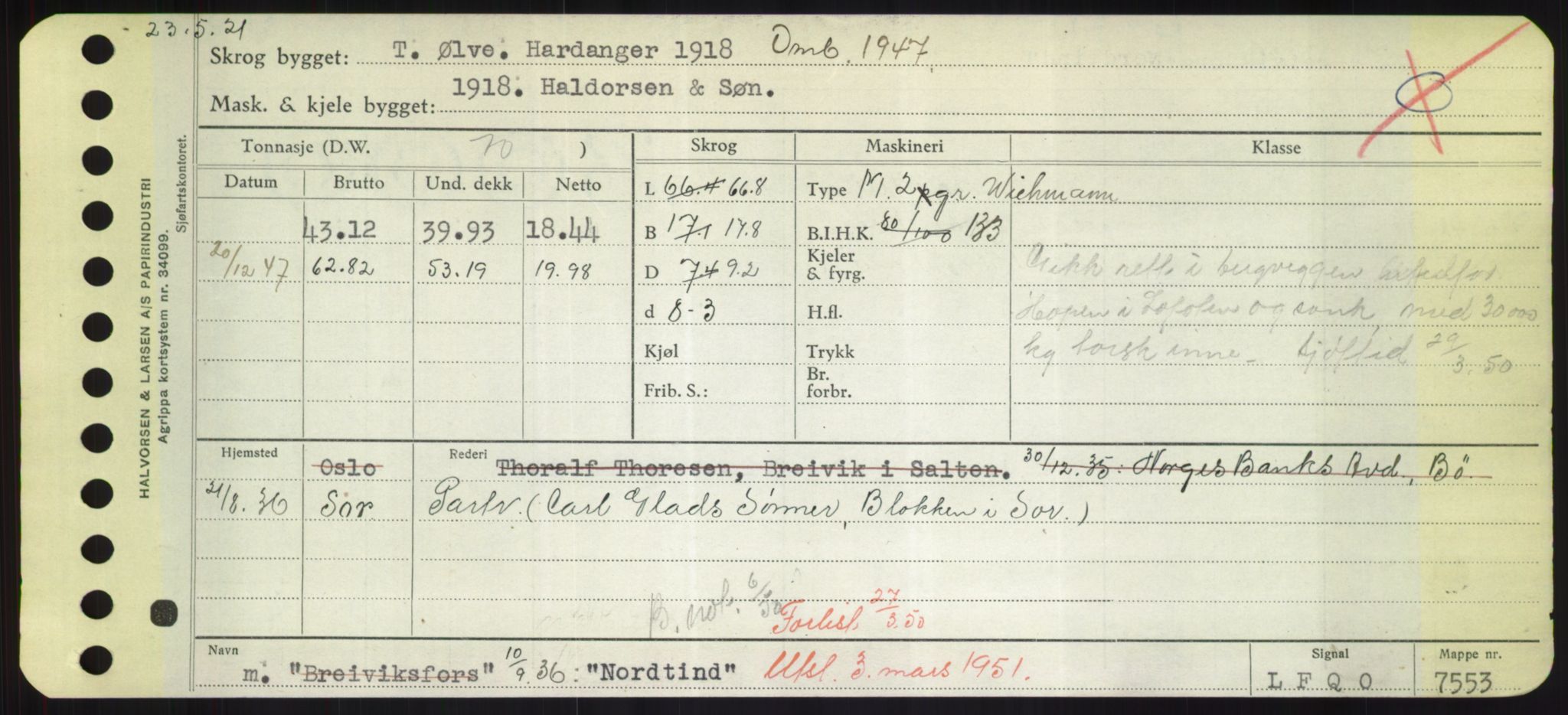 Sjøfartsdirektoratet med forløpere, Skipsmålingen, RA/S-1627/H/Hd/L0026: Fartøy, N-Norhol, p. 563