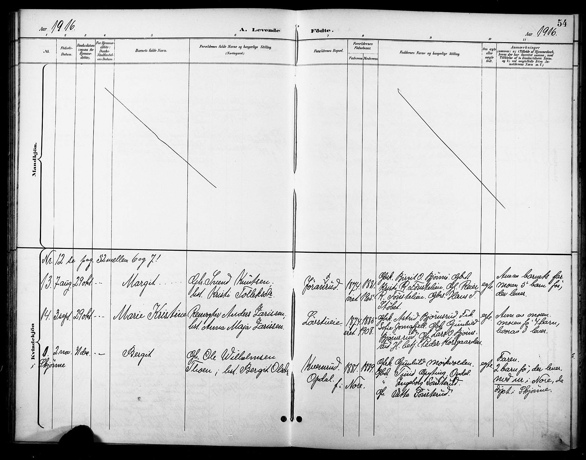 Nore kirkebøker, AV/SAKO-A-238/F/Fc/L0005: Parish register (official) no. III 5, 1898-1922, p. 54