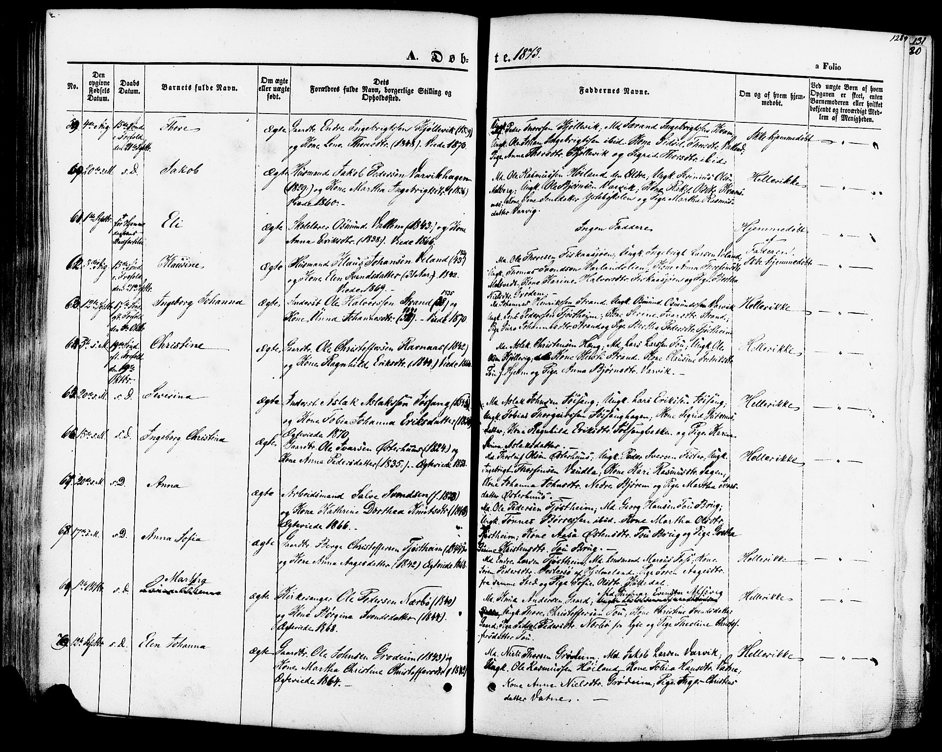 Strand sokneprestkontor, AV/SAST-A-101828/H/Ha/Haa/L0007: Parish register (official) no. A 7, 1855-1881, p. 128