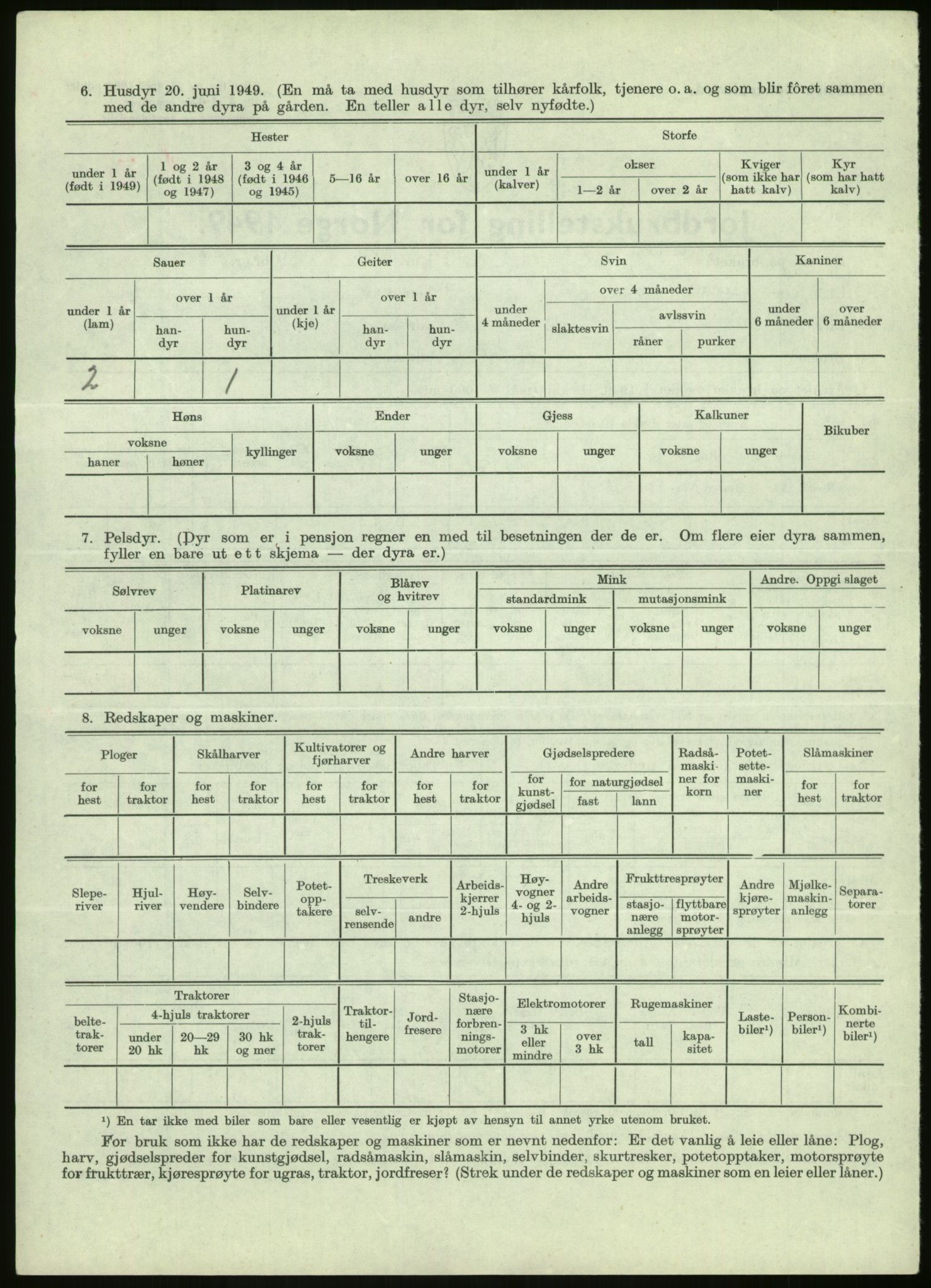 Statistisk sentralbyrå, Næringsøkonomiske emner, Jordbruk, skogbruk, jakt, fiske og fangst, AV/RA-S-2234/G/Gc/L0438: Troms: Salangen og Bardu, 1949, p. 45