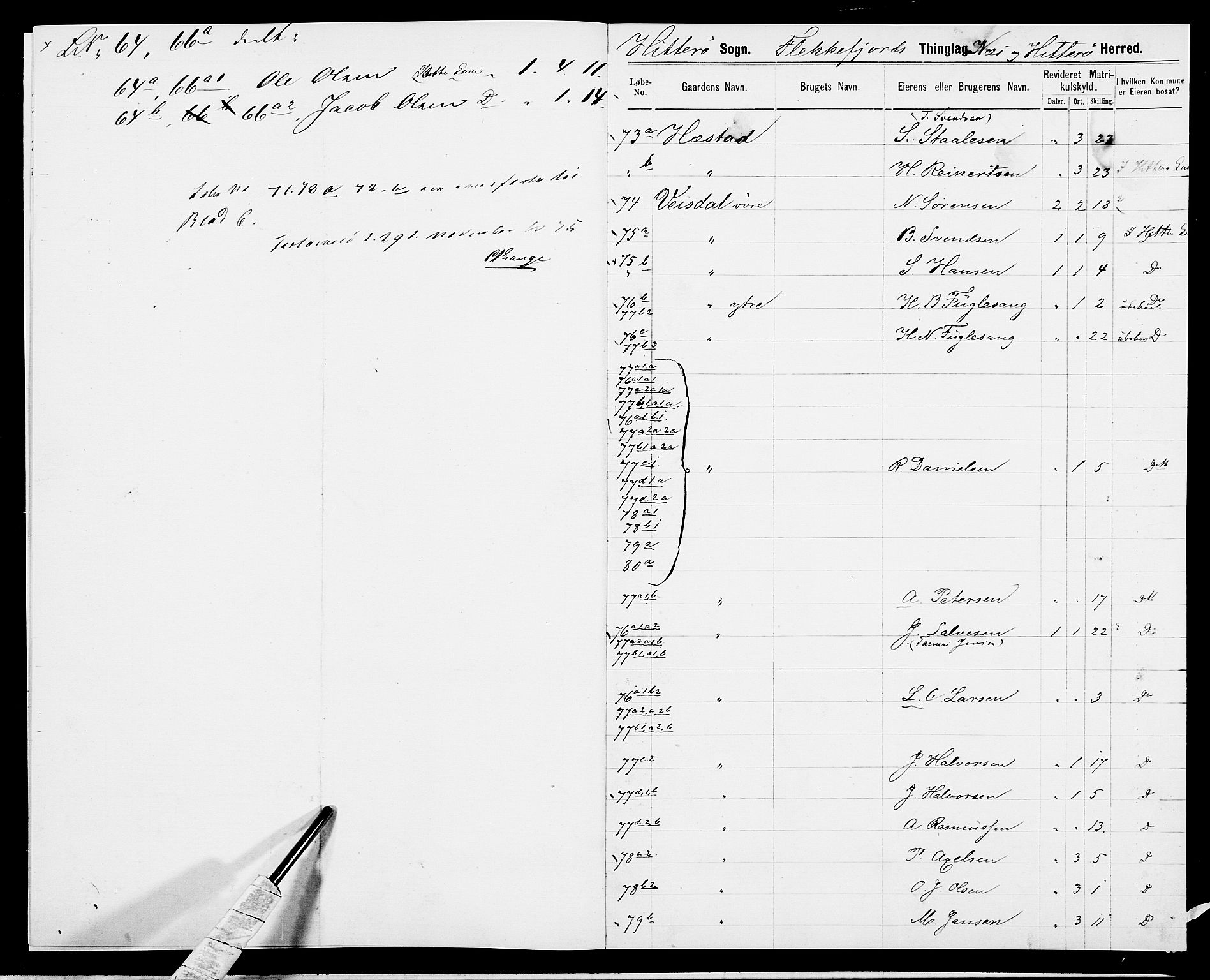 SAK, 1875 census for 1042L Flekkefjord/Nes og Hidra, 1875, p. 8