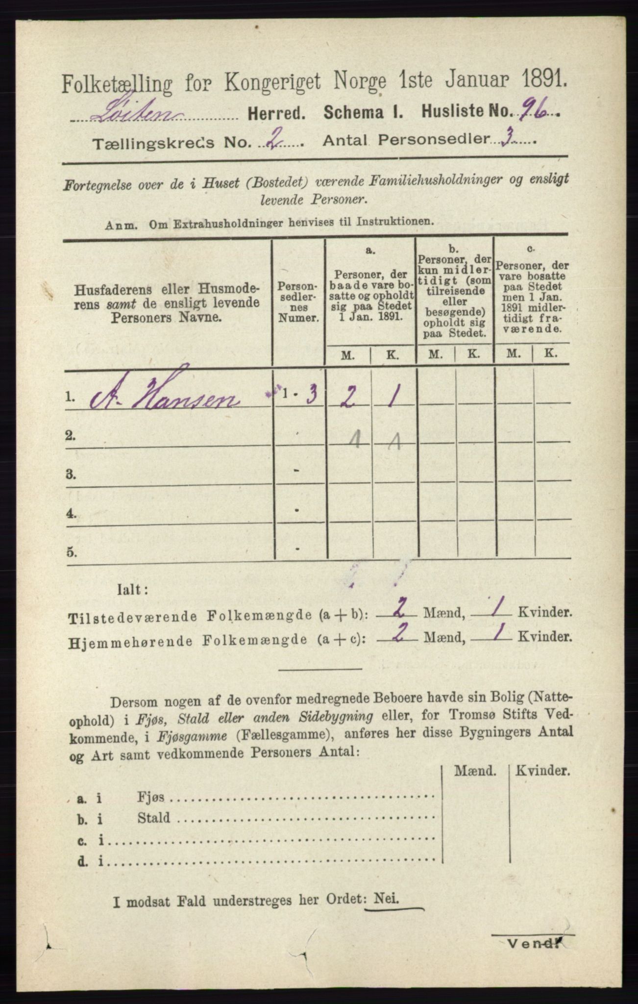 RA, 1891 census for 0415 Løten, 1891, p. 1468