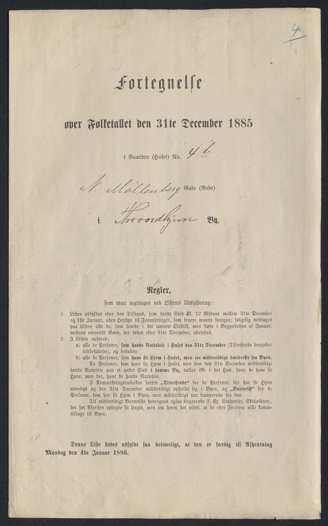 SAT, 1885 census for 1601 Trondheim, 1885, p. 2100