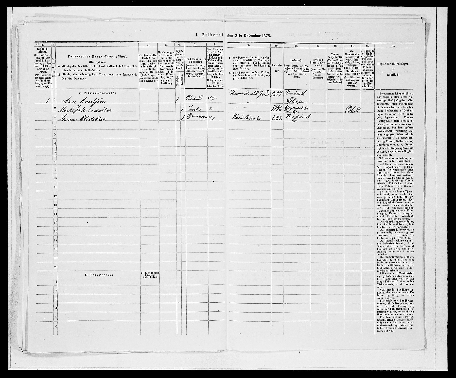 SAB, 1875 Census for 1445P Gloppen, 1875, p. 575