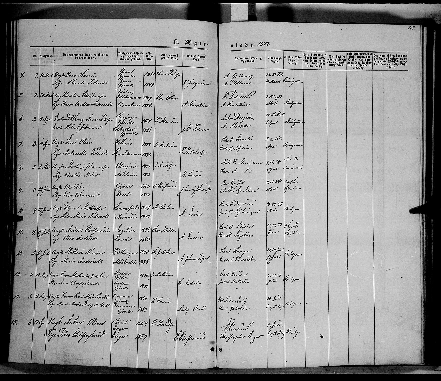 Vardal prestekontor, SAH/PREST-100/H/Ha/Hab/L0006: Parish register (copy) no. 6, 1869-1881, p. 264