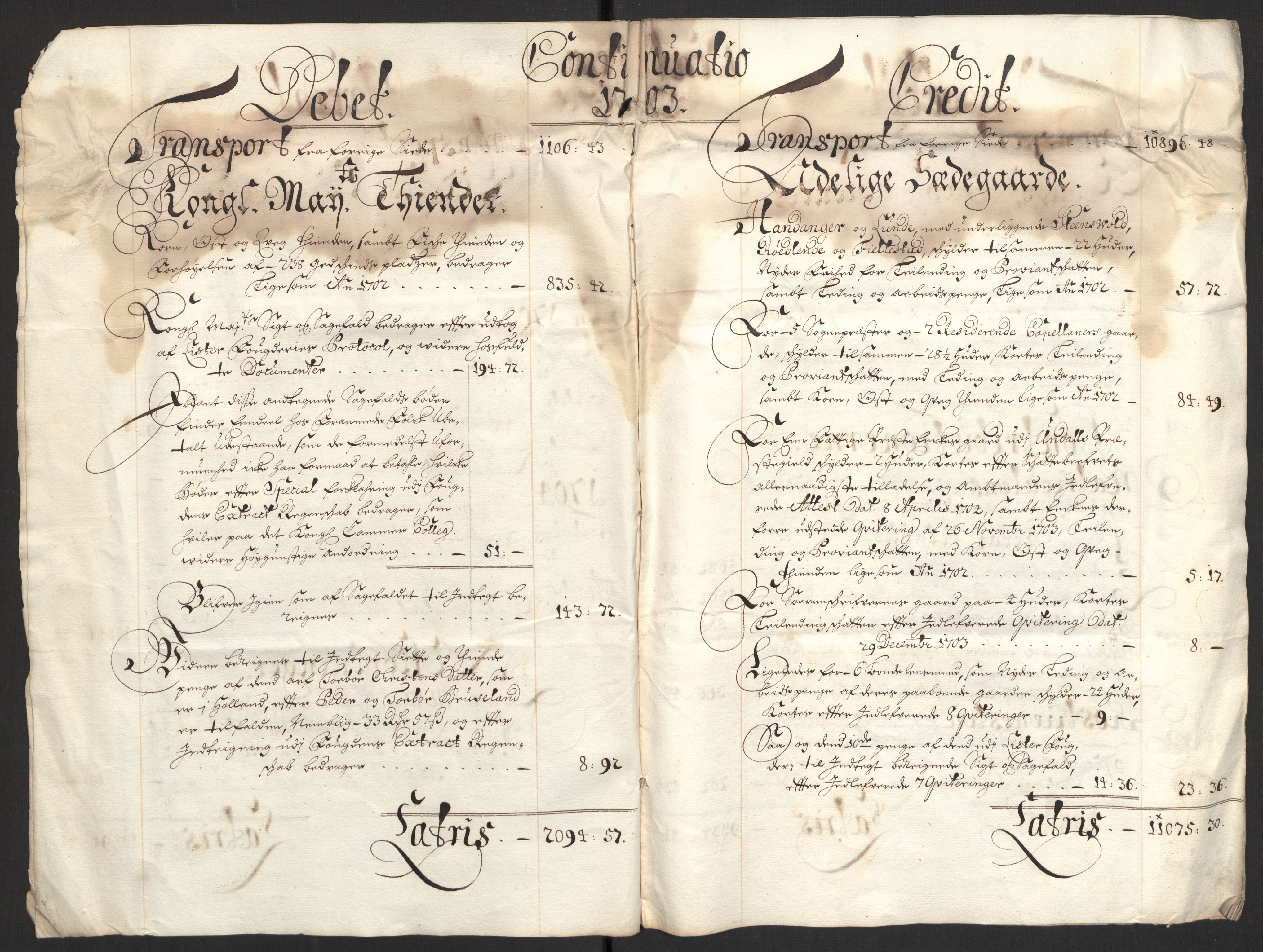 Rentekammeret inntil 1814, Reviderte regnskaper, Fogderegnskap, RA/EA-4092/R43/L2550: Fogderegnskap Lista og Mandal, 1703-1704, p. 5