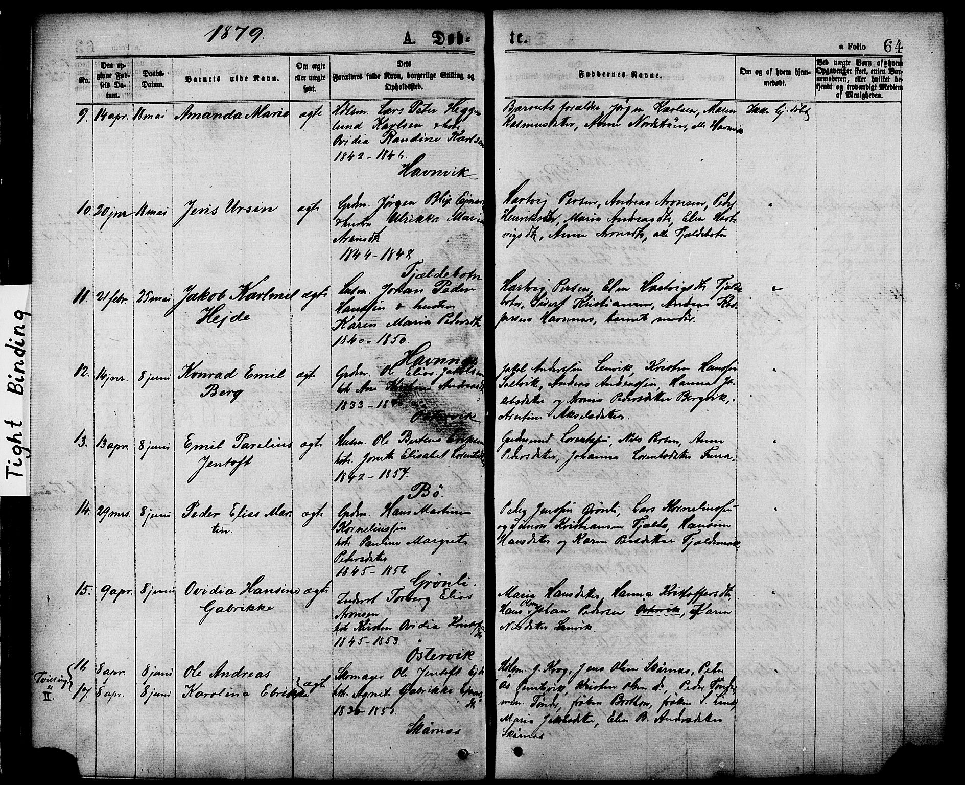 Ministerialprotokoller, klokkerbøker og fødselsregistre - Nordland, SAT/A-1459/863/L0897: Parish register (official) no. 863A09, 1872-1886, p. 64