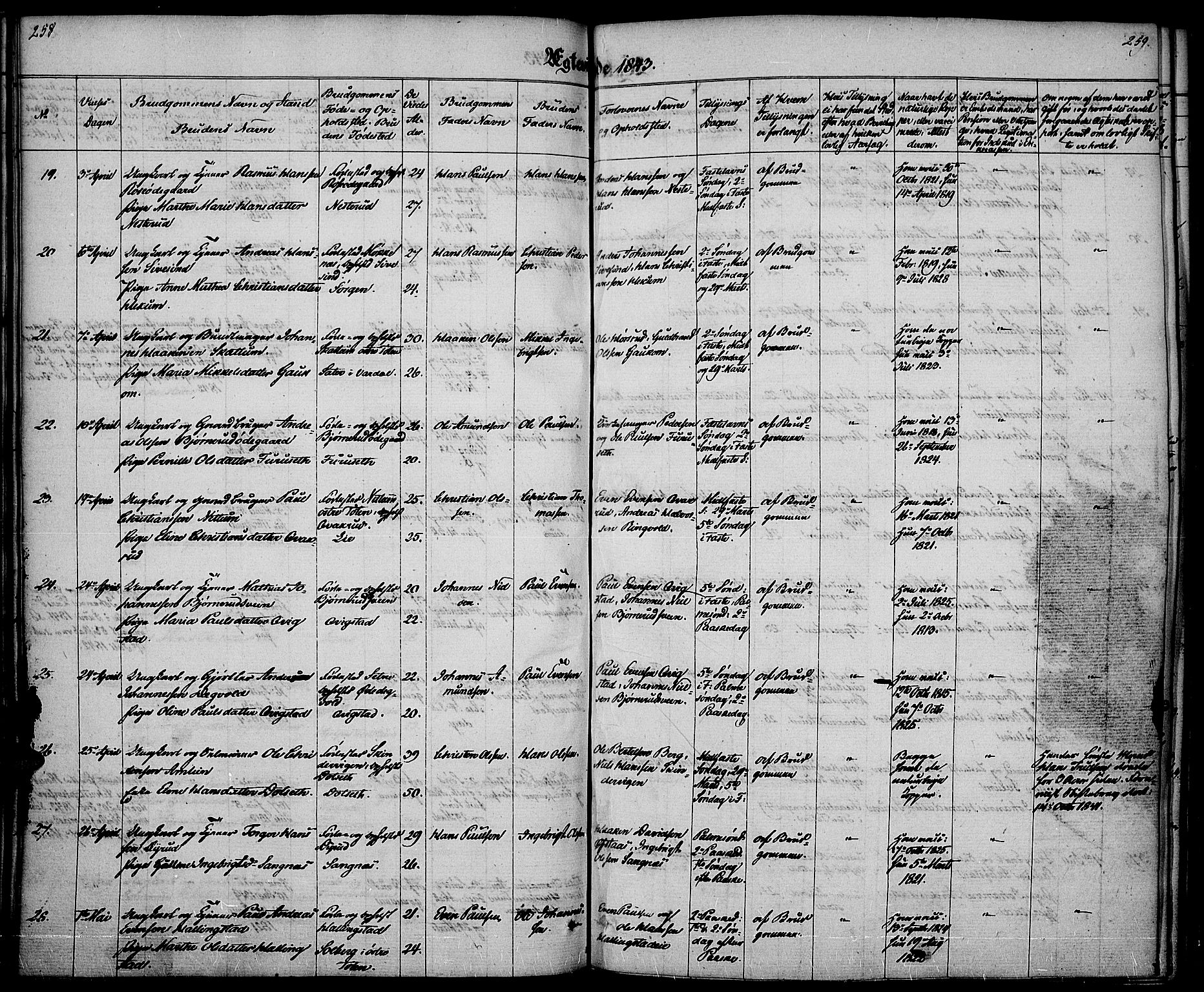 Vestre Toten prestekontor, AV/SAH-PREST-108/H/Ha/Haa/L0003: Parish register (official) no. 3, 1836-1843, p. 258-259