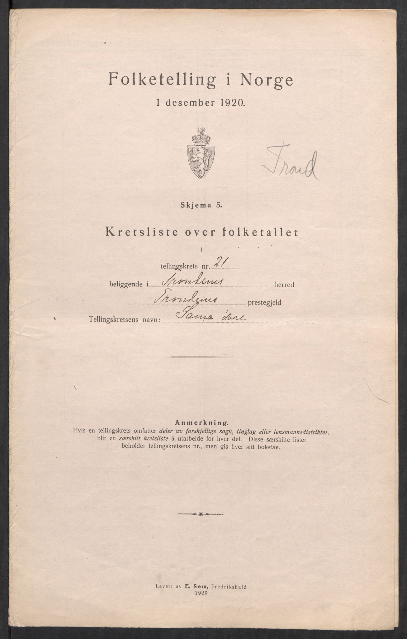 SATØ, 1920 census for Trondenes, 1920, p. 70