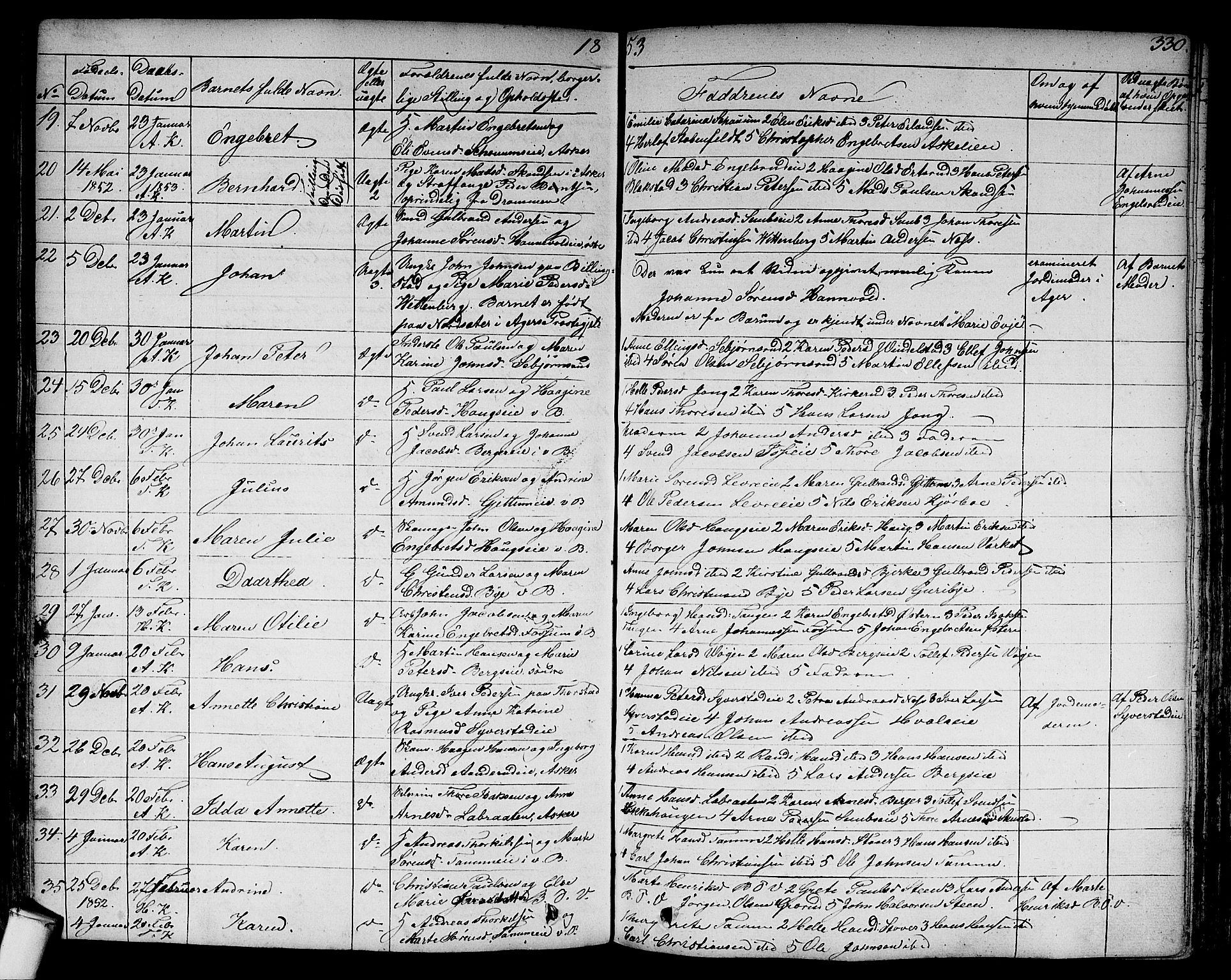 Asker prestekontor Kirkebøker, SAO/A-10256a/F/Fa/L0007: Parish register (official) no. I 7, 1825-1864, p. 330