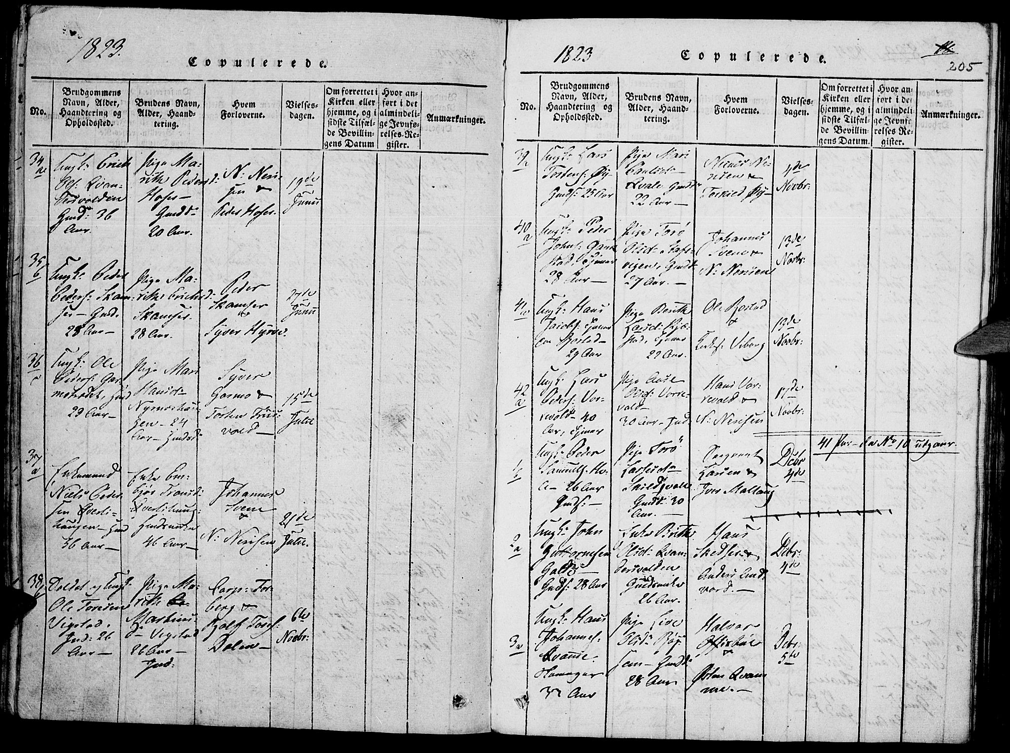 Lom prestekontor, SAH/PREST-070/K/L0004: Parish register (official) no. 4, 1815-1825, p. 205