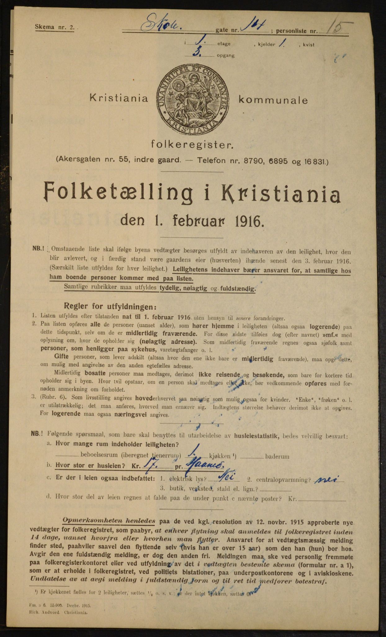 OBA, Municipal Census 1916 for Kristiania, 1916, p. 98817