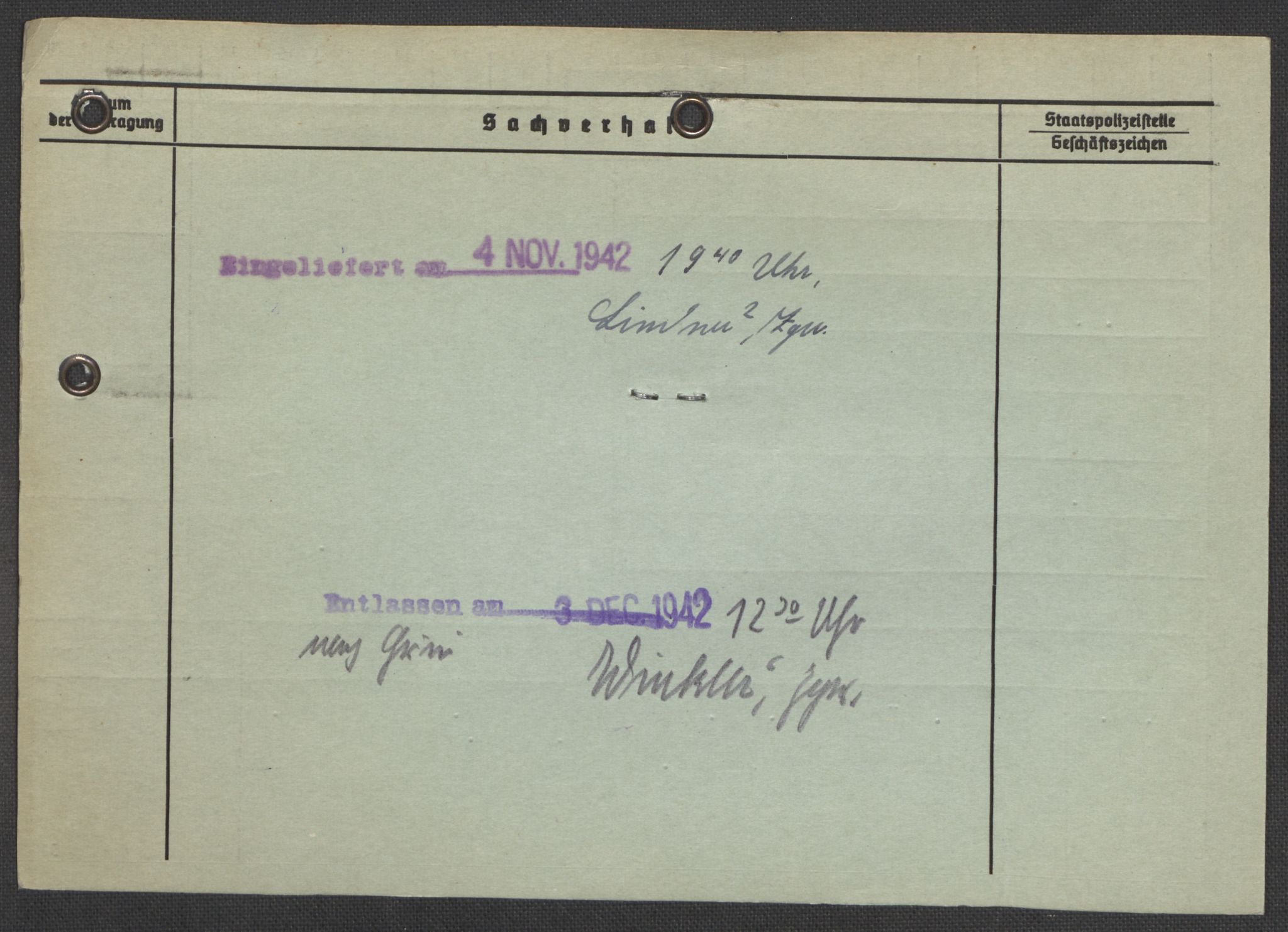 Befehlshaber der Sicherheitspolizei und des SD, AV/RA-RAFA-5969/E/Ea/Eaa/L0003: Register over norske fanger i Møllergata 19: Eng-Hag, 1940-1945, p. 147