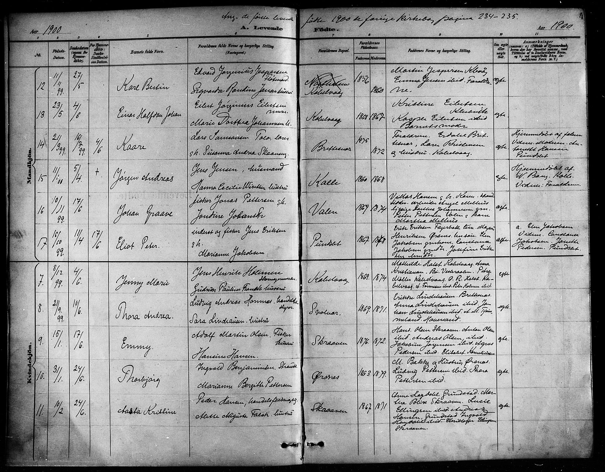 Ministerialprotokoller, klokkerbøker og fødselsregistre - Nordland, SAT/A-1459/874/L1078: Parish register (copy) no. 874C07, 1900-1907, p. 4