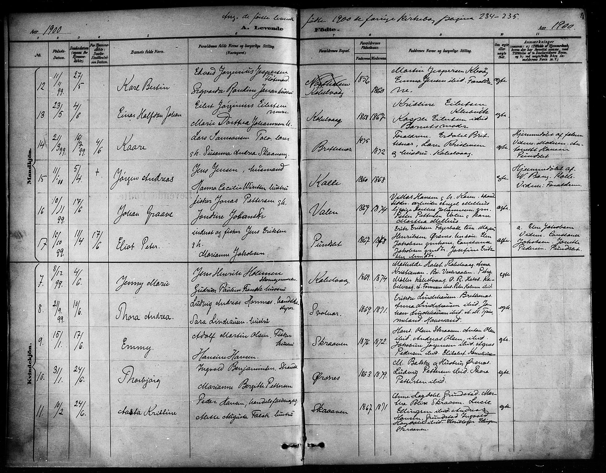 Ministerialprotokoller, klokkerbøker og fødselsregistre - Nordland, AV/SAT-A-1459/874/L1078: Parish register (copy) no. 874C07, 1900-1907, p. 4