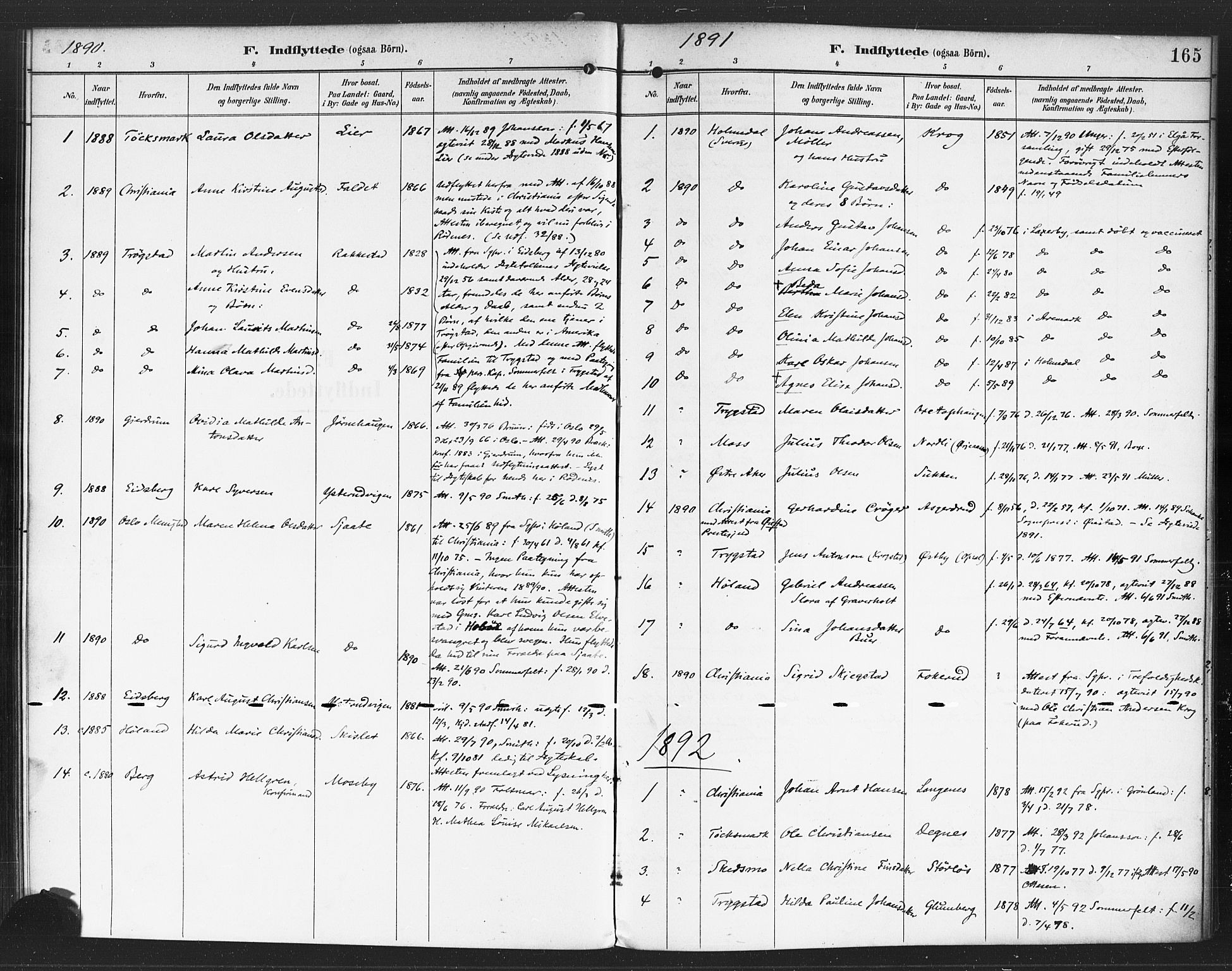 Rødenes prestekontor Kirkebøker, AV/SAO-A-2005/F/Fa/L0010: Parish register (official) no. I 10, 1890-1900, p. 165