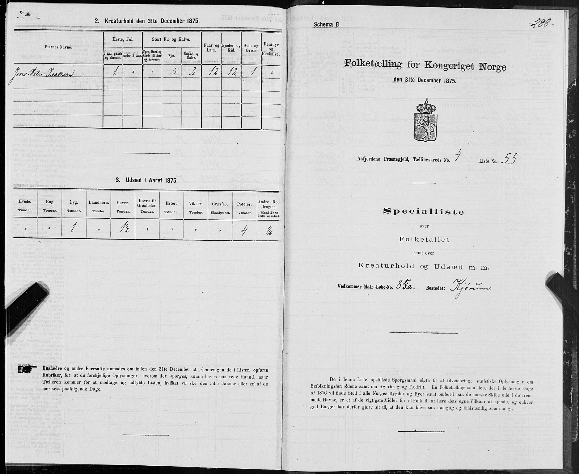 SAT, 1875 census for 1630P Aafjorden, 1875, p. 2288