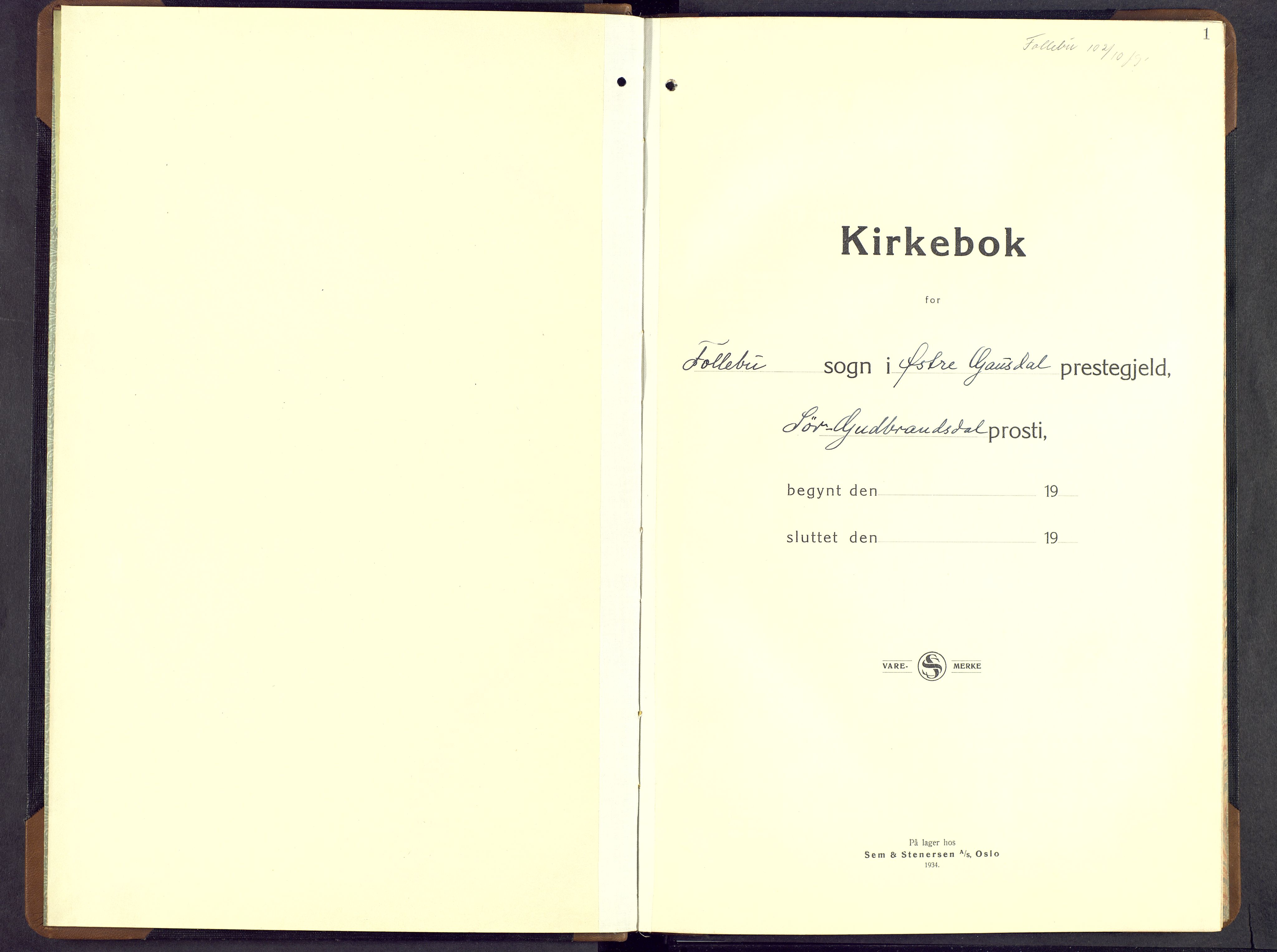 Østre Gausdal prestekontor, SAH/PREST-092/H/Ha/Hab/L0009: Parish register (copy) no. 9, 1934-1964, p. 1