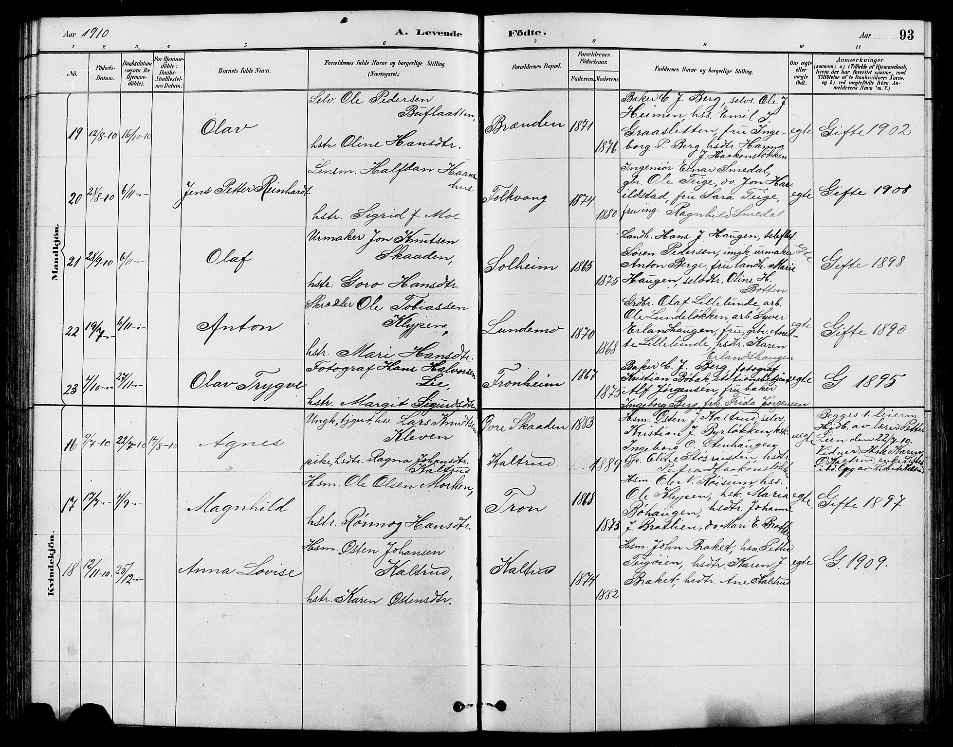 Nord-Fron prestekontor, SAH/PREST-080/H/Ha/Hab/L0004: Parish register (copy) no. 4, 1884-1914, p. 93