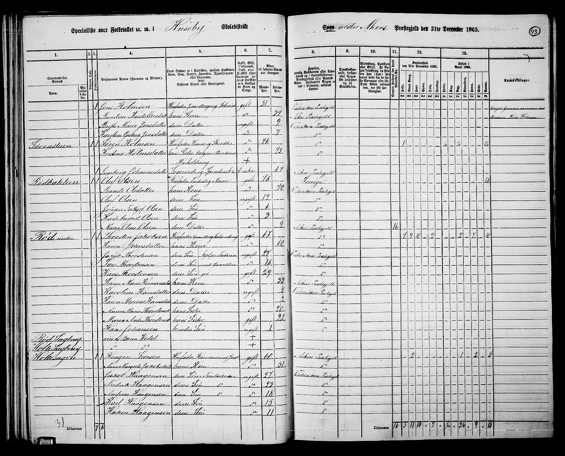 RA, 1865 census for Vestre Aker, 1865, p. 216