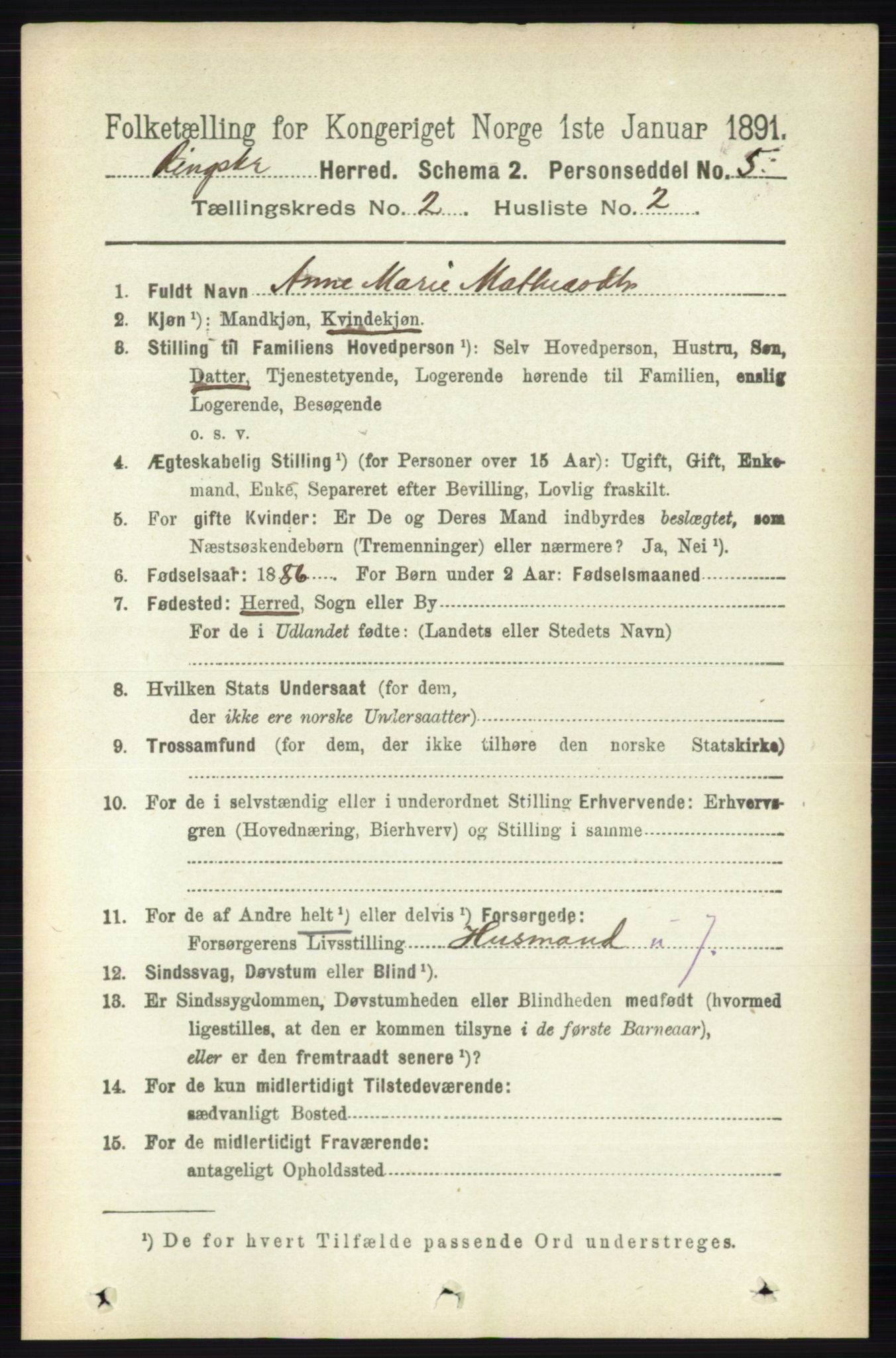 RA, 1891 census for 0412 Ringsaker, 1891, p. 828