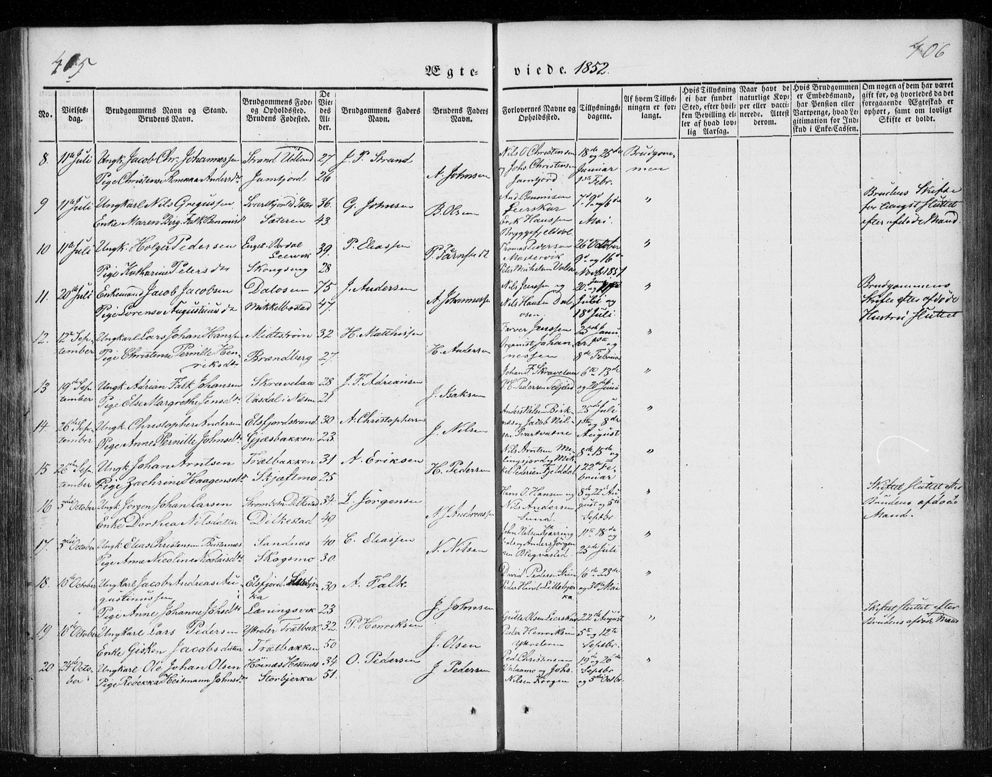 Ministerialprotokoller, klokkerbøker og fødselsregistre - Nordland, AV/SAT-A-1459/825/L0355: Parish register (official) no. 825A09, 1842-1863, p. 405-406