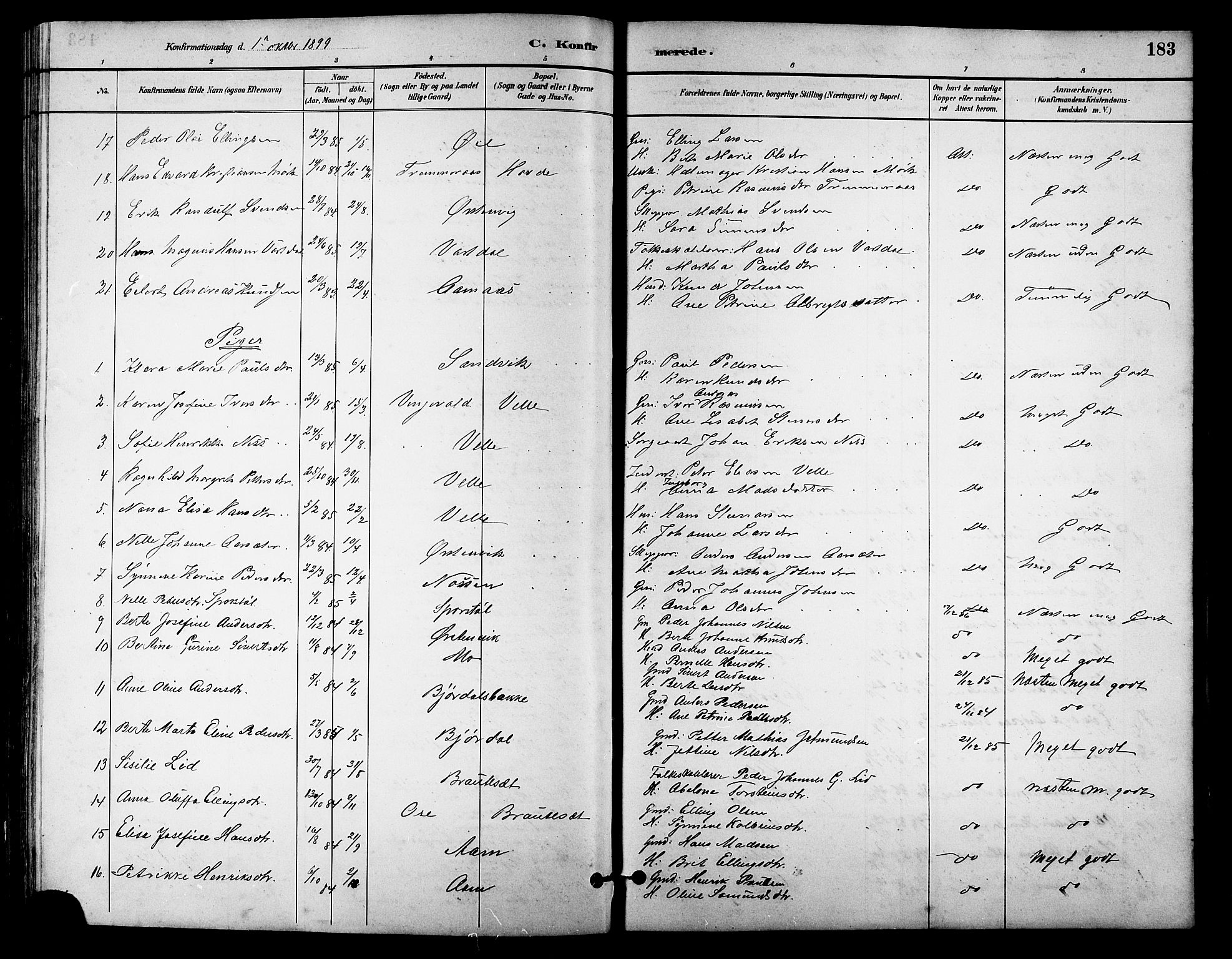 Ministerialprotokoller, klokkerbøker og fødselsregistre - Møre og Romsdal, AV/SAT-A-1454/513/L0189: Parish register (copy) no. 513C03, 1883-1904, p. 183