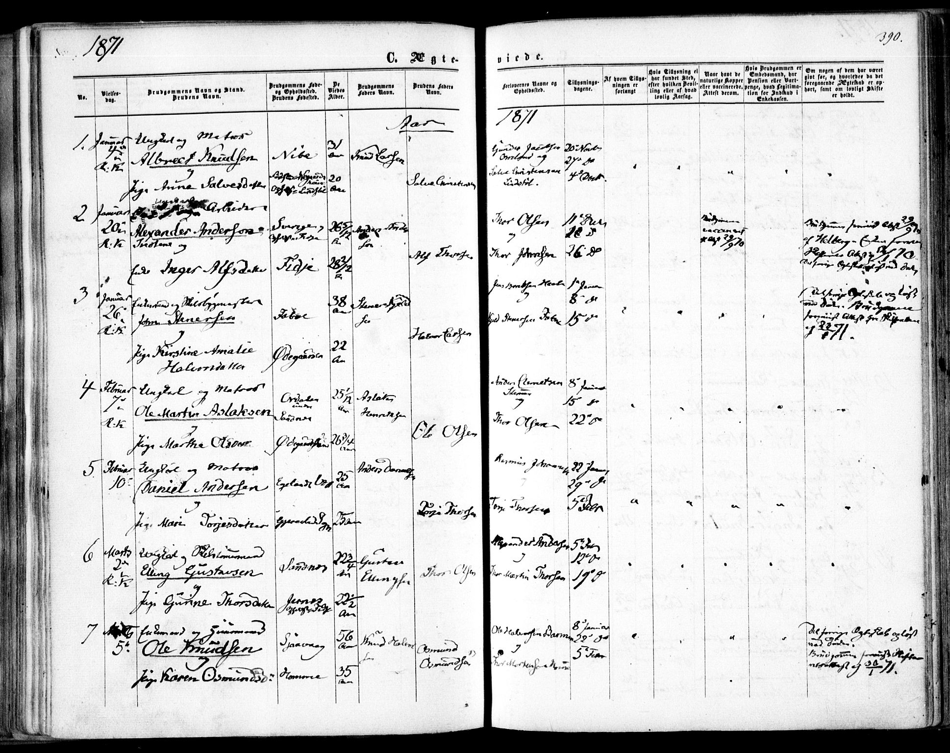 Søndeled sokneprestkontor, AV/SAK-1111-0038/F/Fa/L0003: Parish register (official) no. A 3, 1861-1879, p. 390