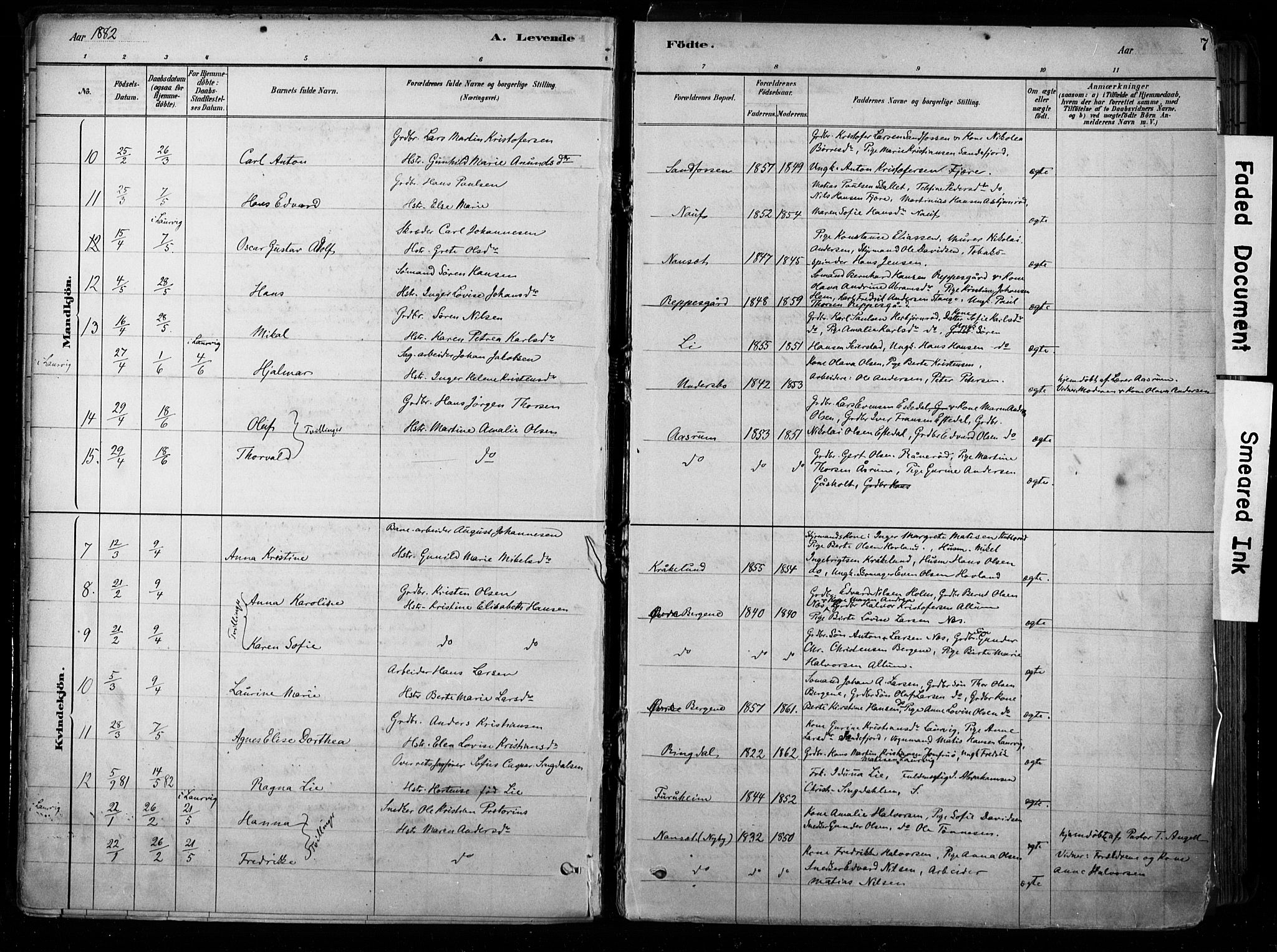 Hedrum kirkebøker, AV/SAKO-A-344/F/Fa/L0009: Parish register (official) no. I 9, 1881-1903, p. 7