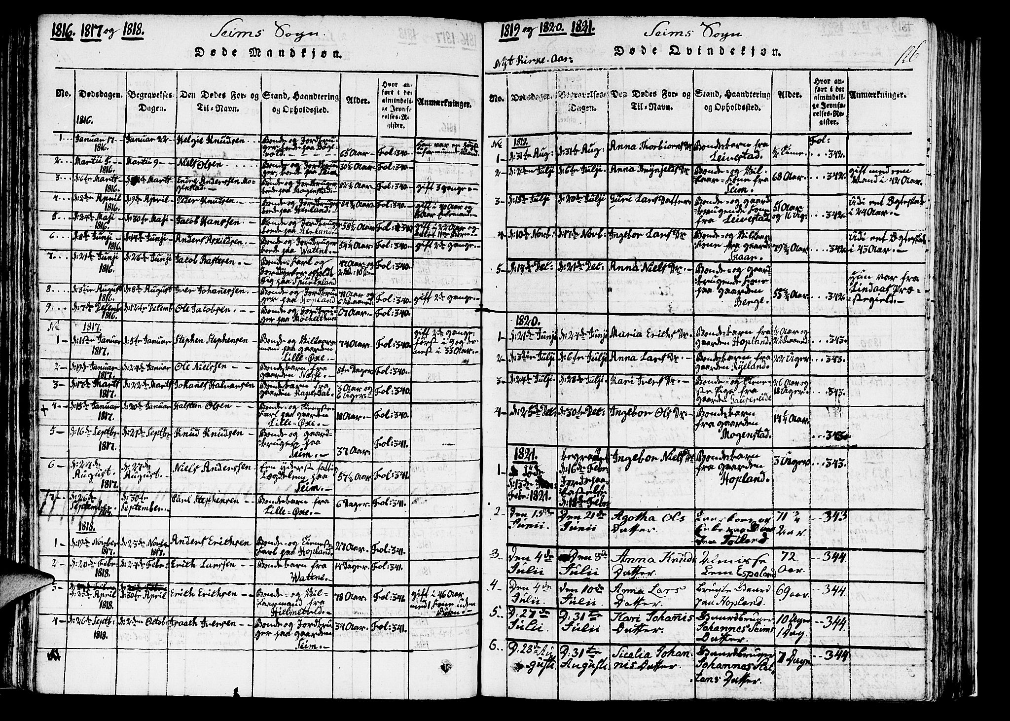 Hosanger sokneprestembete, AV/SAB-A-75801/H/Haa: Parish register (official) no. A 5, 1815-1824, p. 126