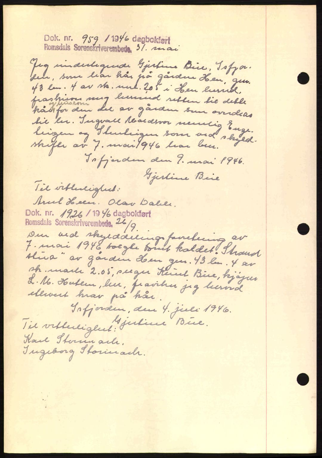 Romsdal sorenskriveri, AV/SAT-A-4149/1/2/2C: Mortgage book no. A13, 1942-1943, Diary no: : 2507/1942