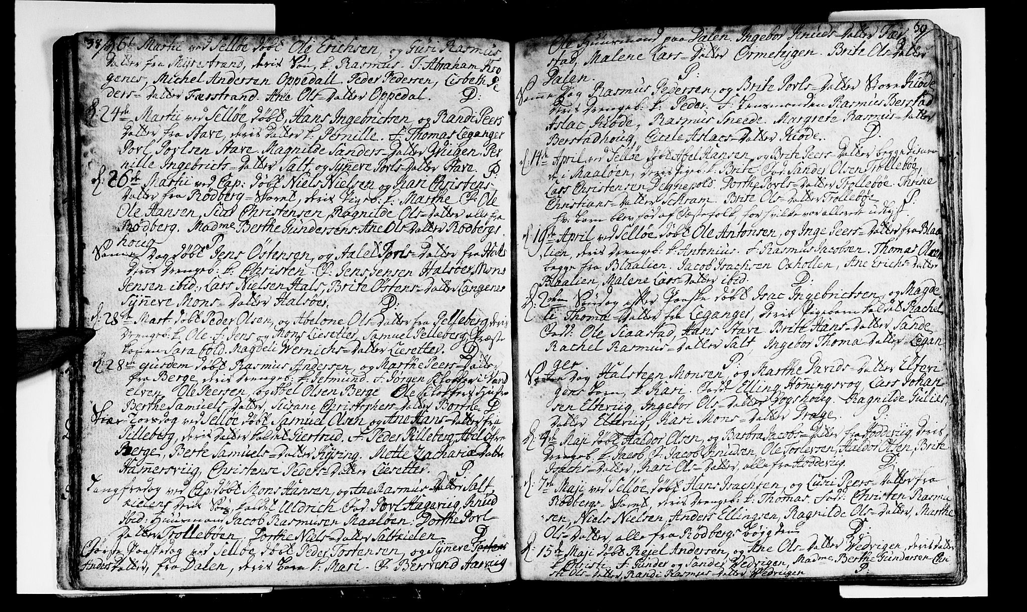 Selje sokneprestembete, SAB/A-99938/H/Ha/Haa/Haaa: Parish register (official) no. A 4, 1743-1759, p. 38-39