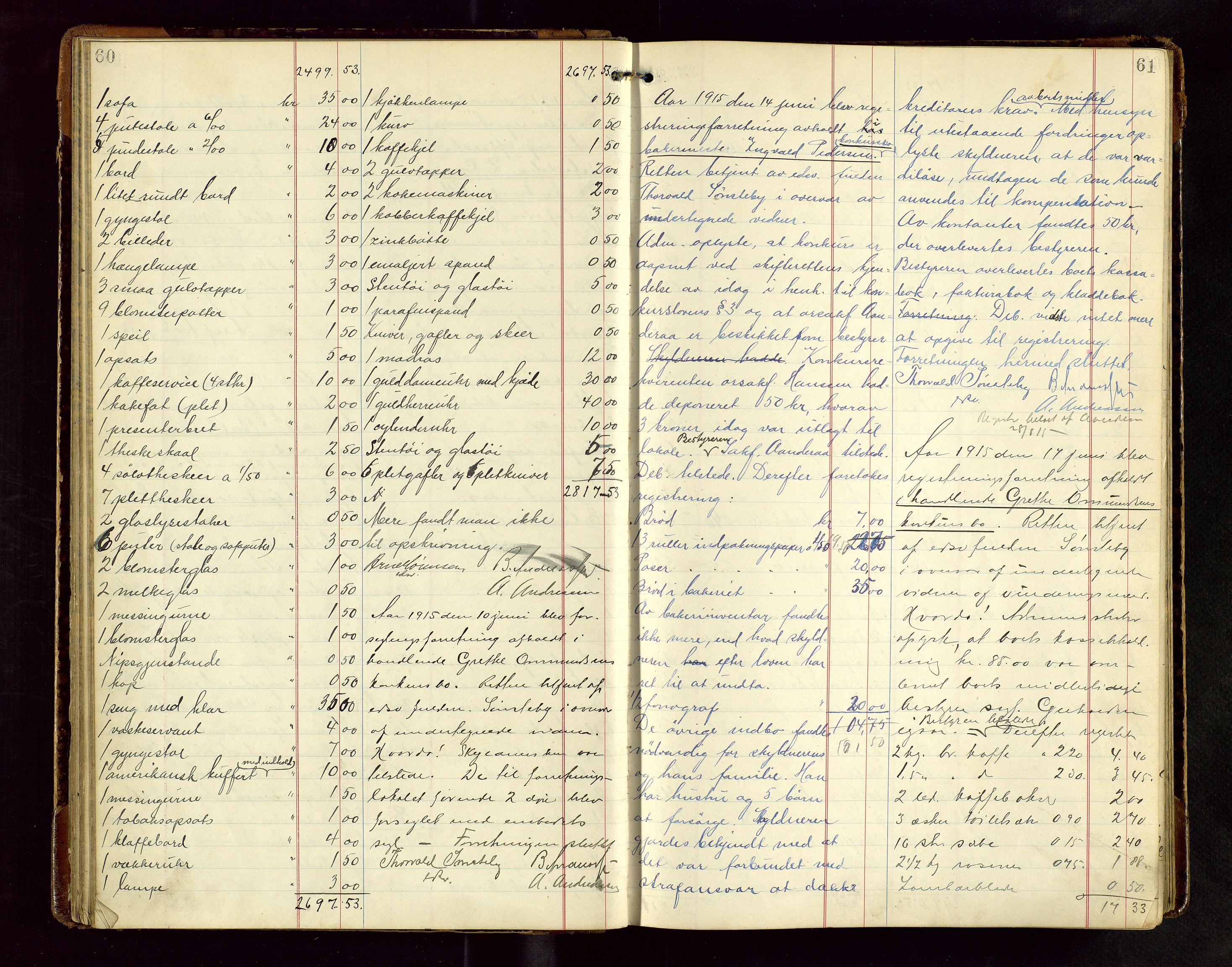 Haugesund tingrett, AV/SAST-A-101415/01/IV/IVB/L0004: Skifteregistreringsprotokoll, med register, 1914-1923, p. 60-61