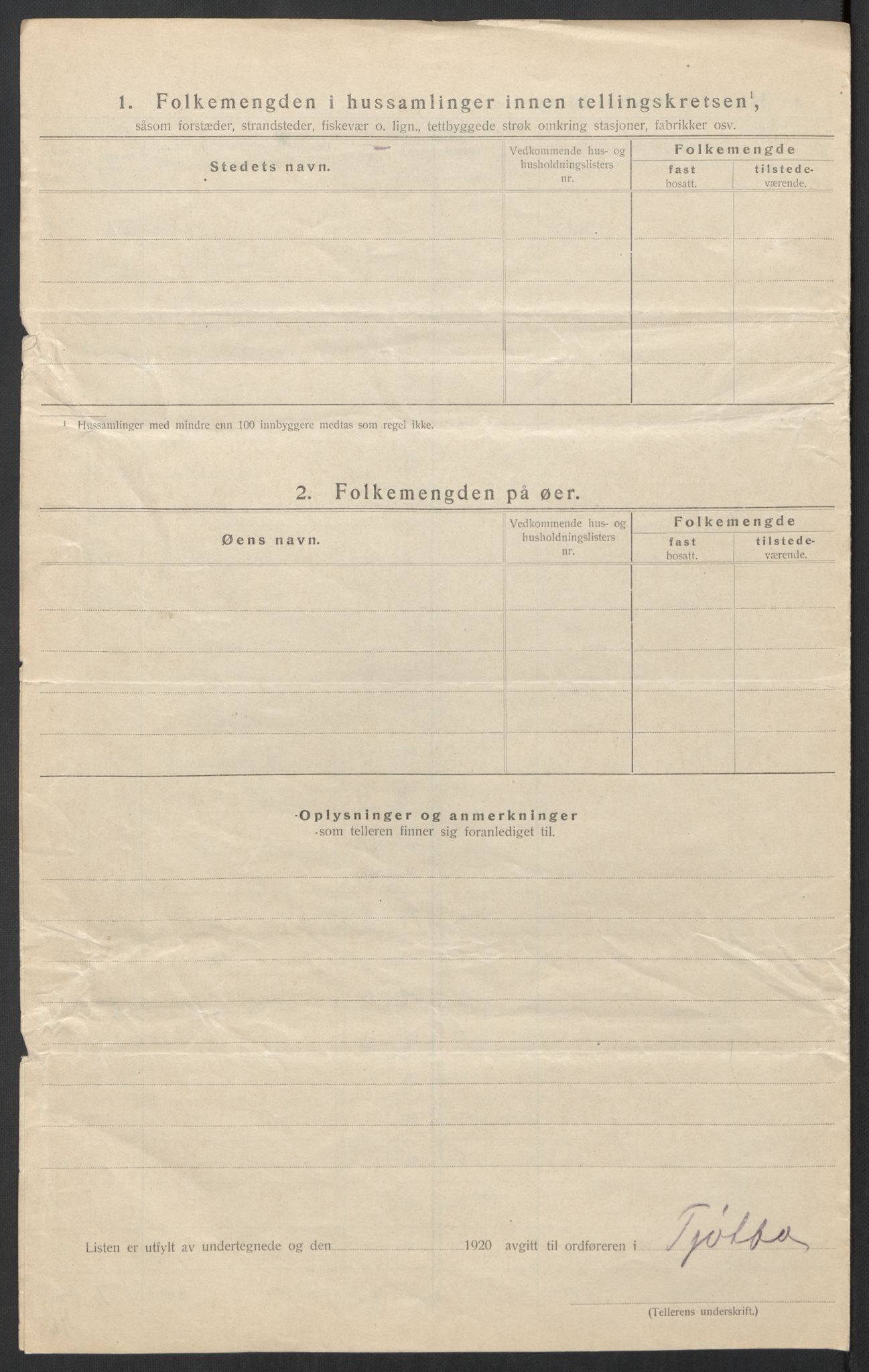 SAT, 1920 census for Tjøtta, 1920, p. 19