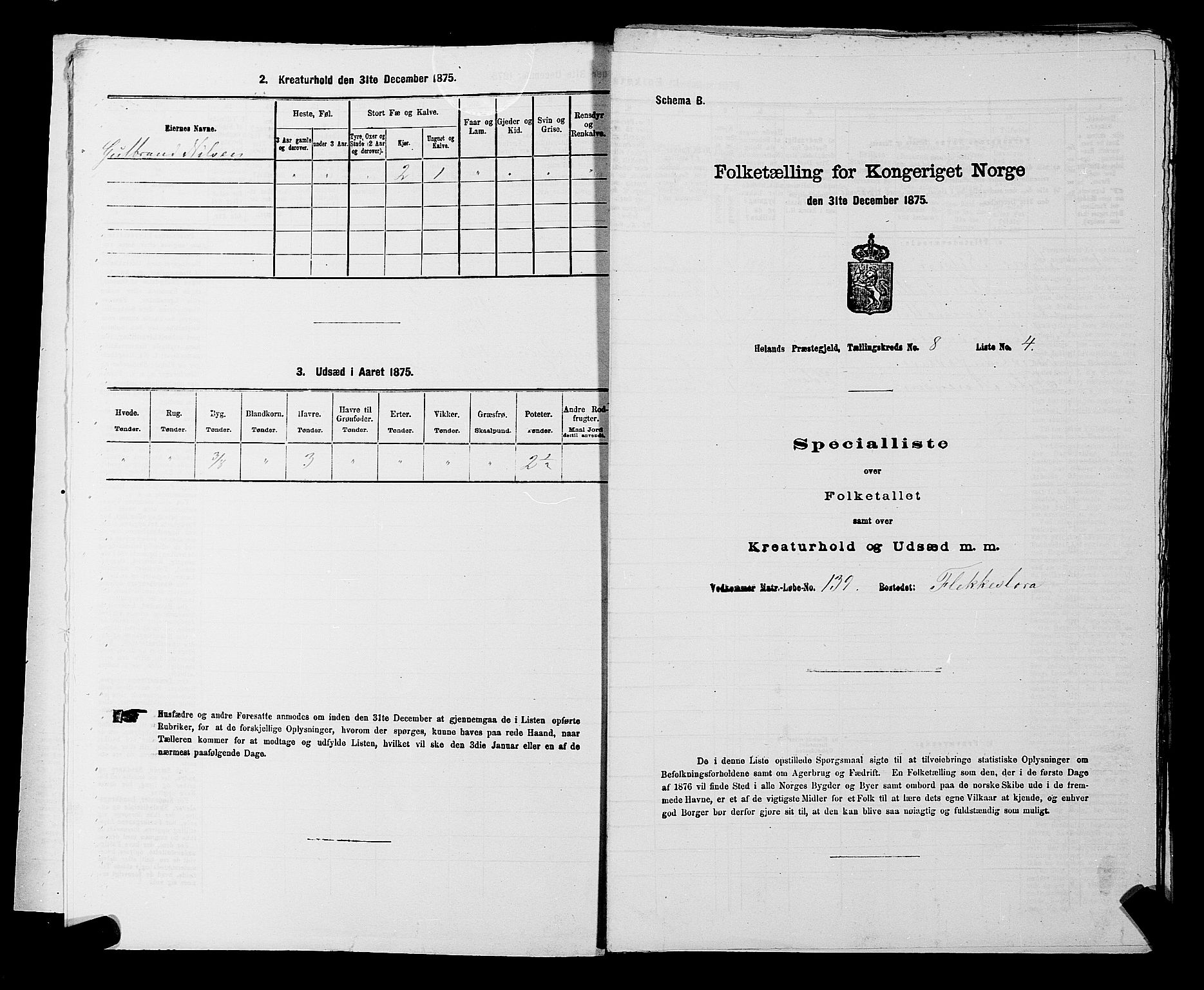 RA, 1875 census for 0221P Høland, 1875, p. 1481