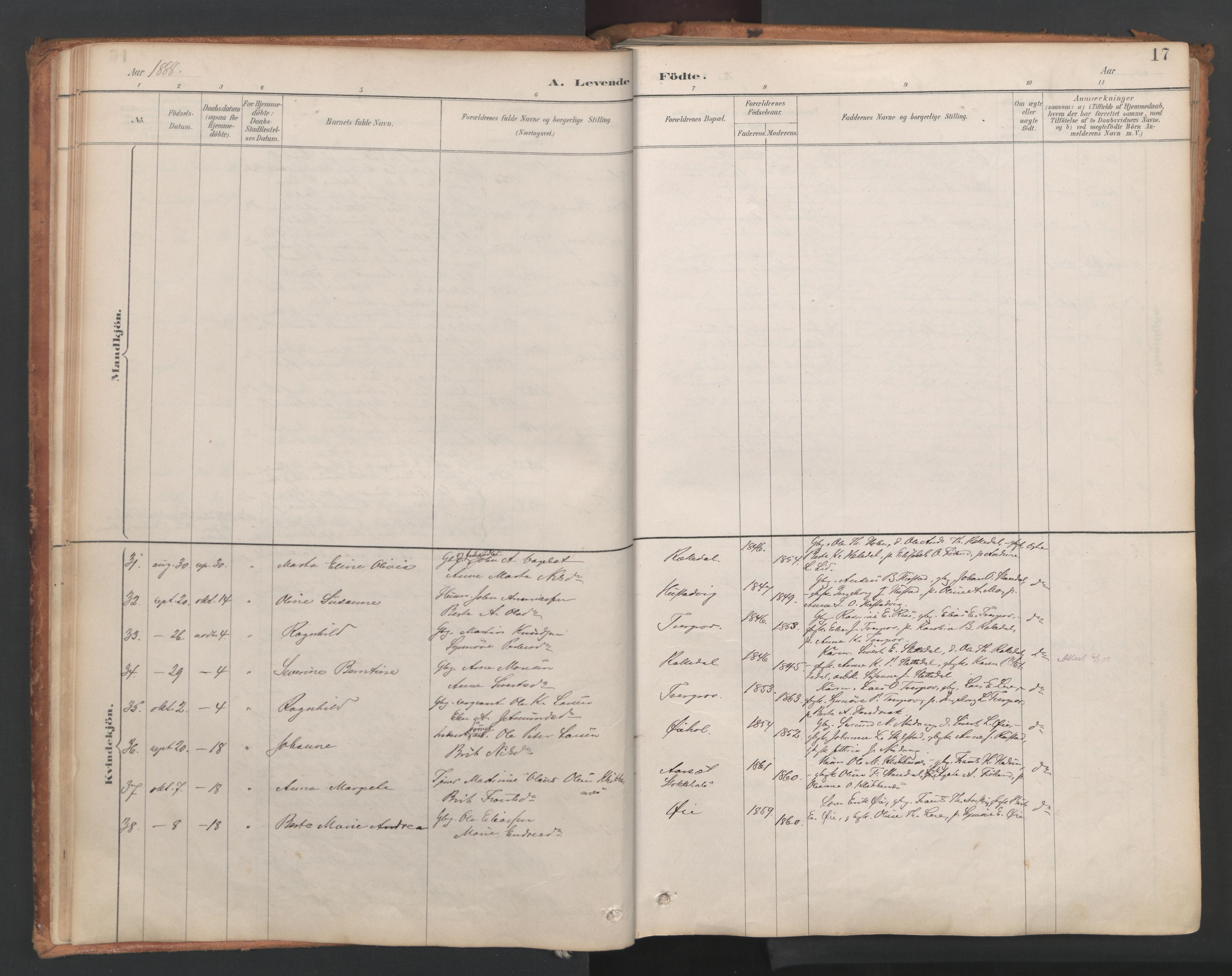 Ministerialprotokoller, klokkerbøker og fødselsregistre - Møre og Romsdal, AV/SAT-A-1454/515/L0211: Parish register (official) no. 515A07, 1886-1910, p. 17