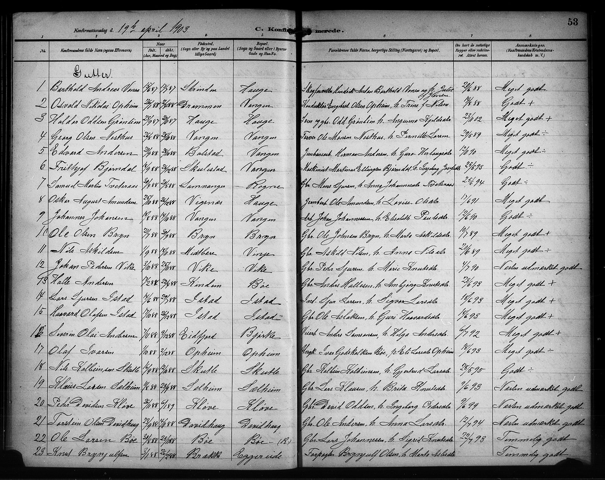 Voss sokneprestembete, AV/SAB-A-79001/H/Hab: Parish register (copy) no. D 1, 1895-1909, p. 53