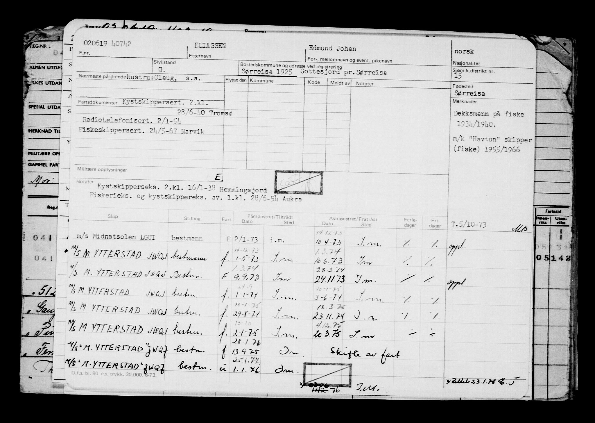 Direktoratet for sjømenn, AV/RA-S-3545/G/Gb/L0169: Hovedkort, 1919, p. 284