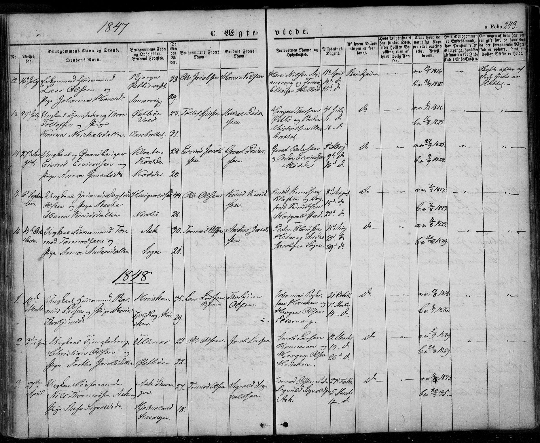 Rennesøy sokneprestkontor, SAST/A -101827/H/Ha/Haa/L0005: Parish register (official) no. A 5, 1838-1859, p. 243