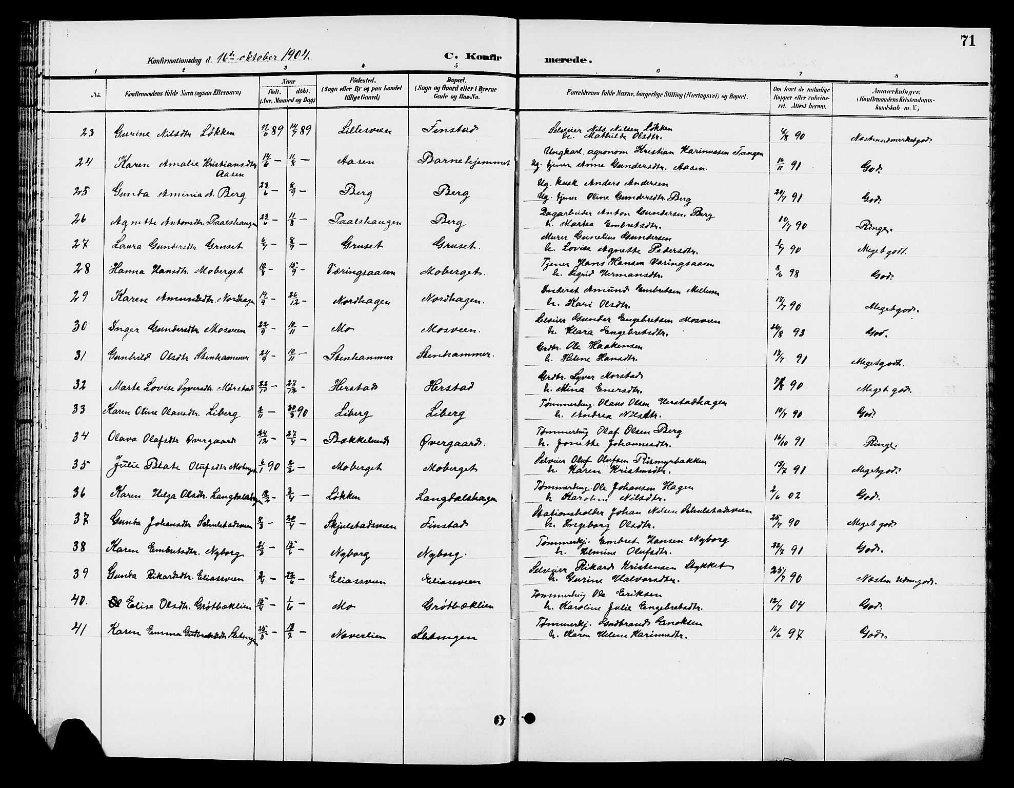 Elverum prestekontor, SAH/PREST-044/H/Ha/Hab/L0007: Parish register (copy) no. 7, 1896-1914, p. 71