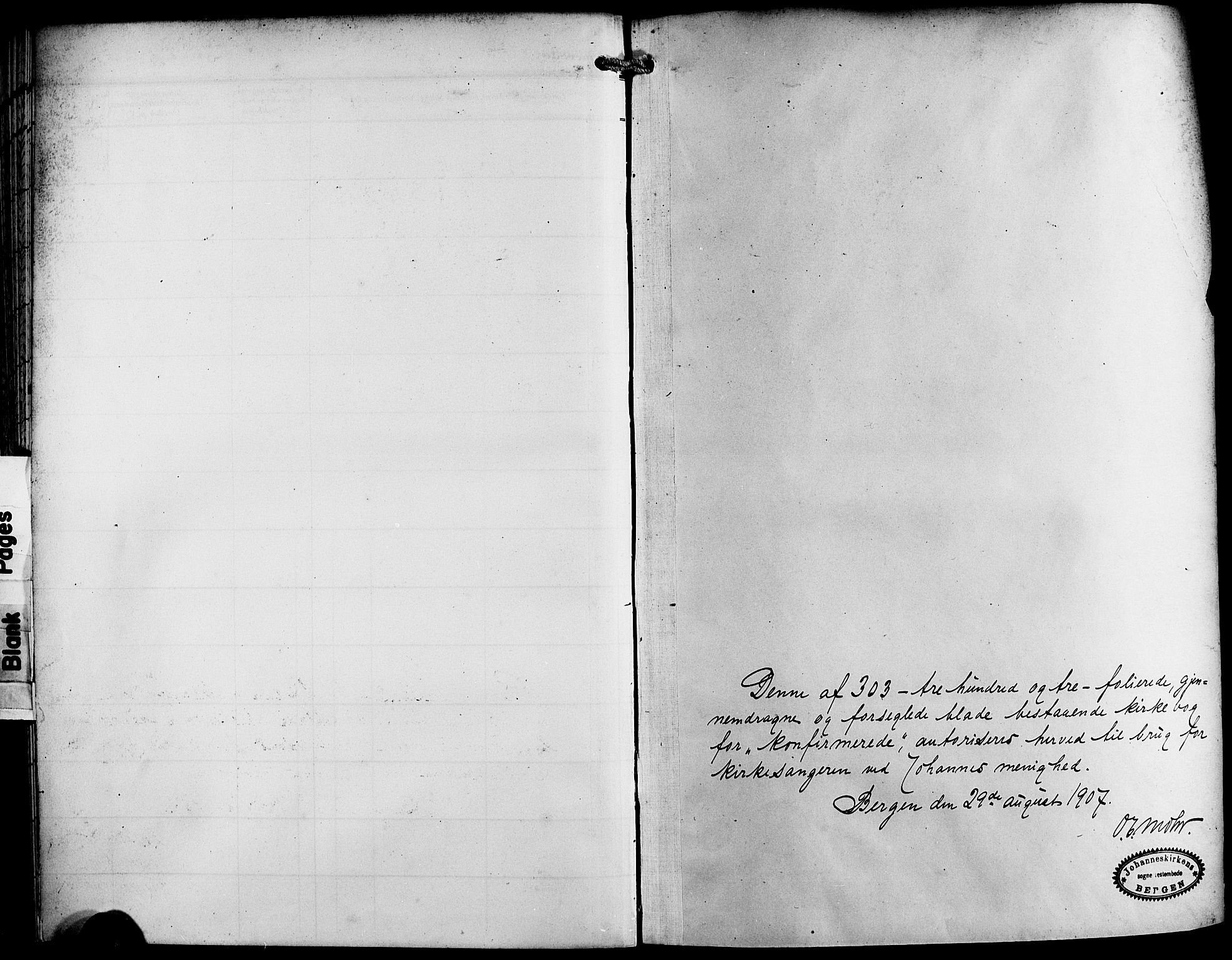 Johanneskirken sokneprestembete, SAB/A-76001/H/Hab: Parish register (copy) no. B 2, 1907-1924