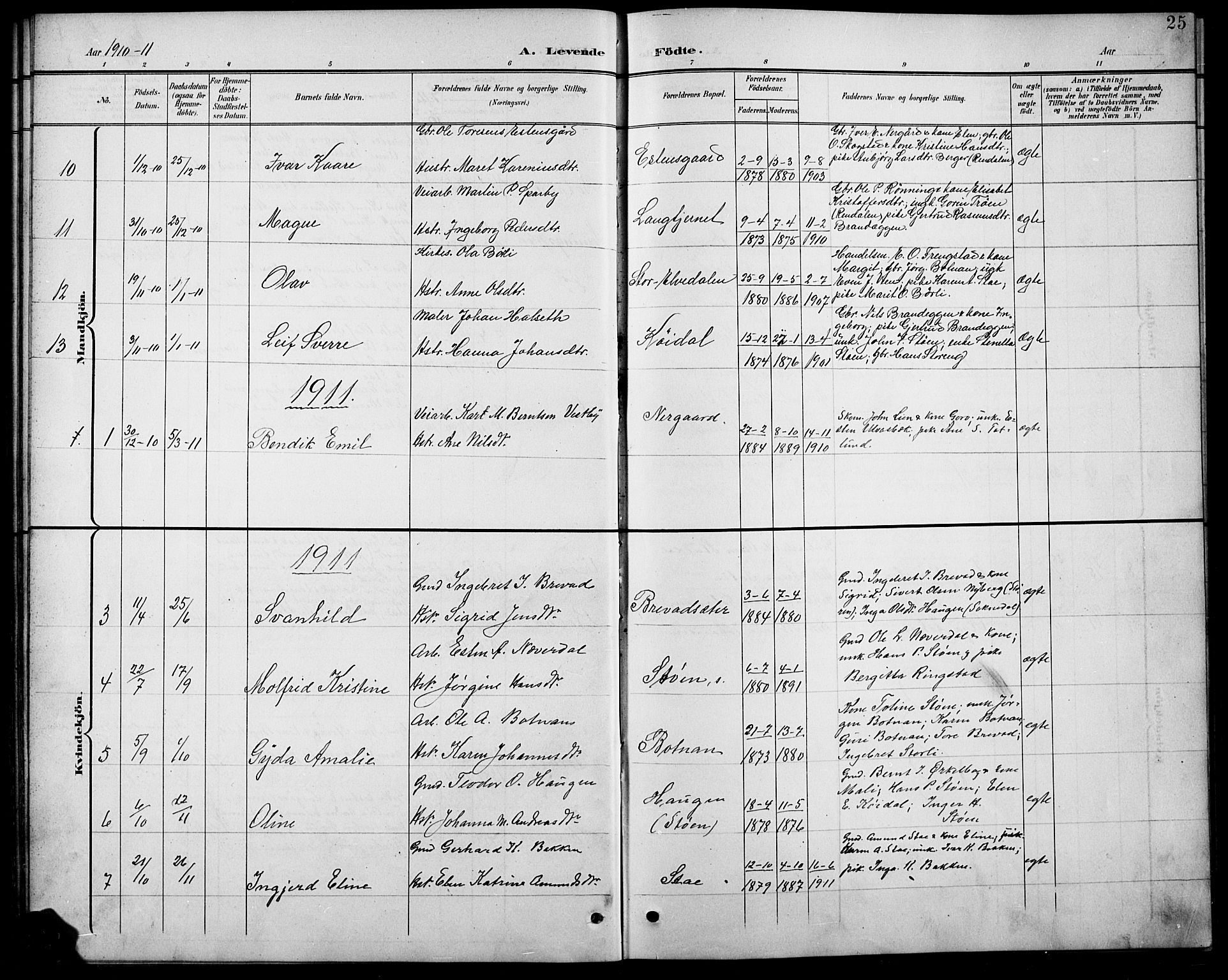 Kvikne prestekontor, SAH/PREST-064/H/Ha/Hab/L0003: Parish register (copy) no. 3, 1896-1918, p. 25