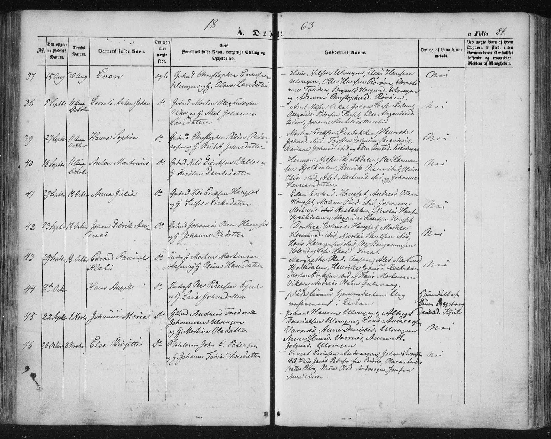 Ministerialprotokoller, klokkerbøker og fødselsregistre - Nordland, AV/SAT-A-1459/816/L0240: Parish register (official) no. 816A06, 1846-1870, p. 84