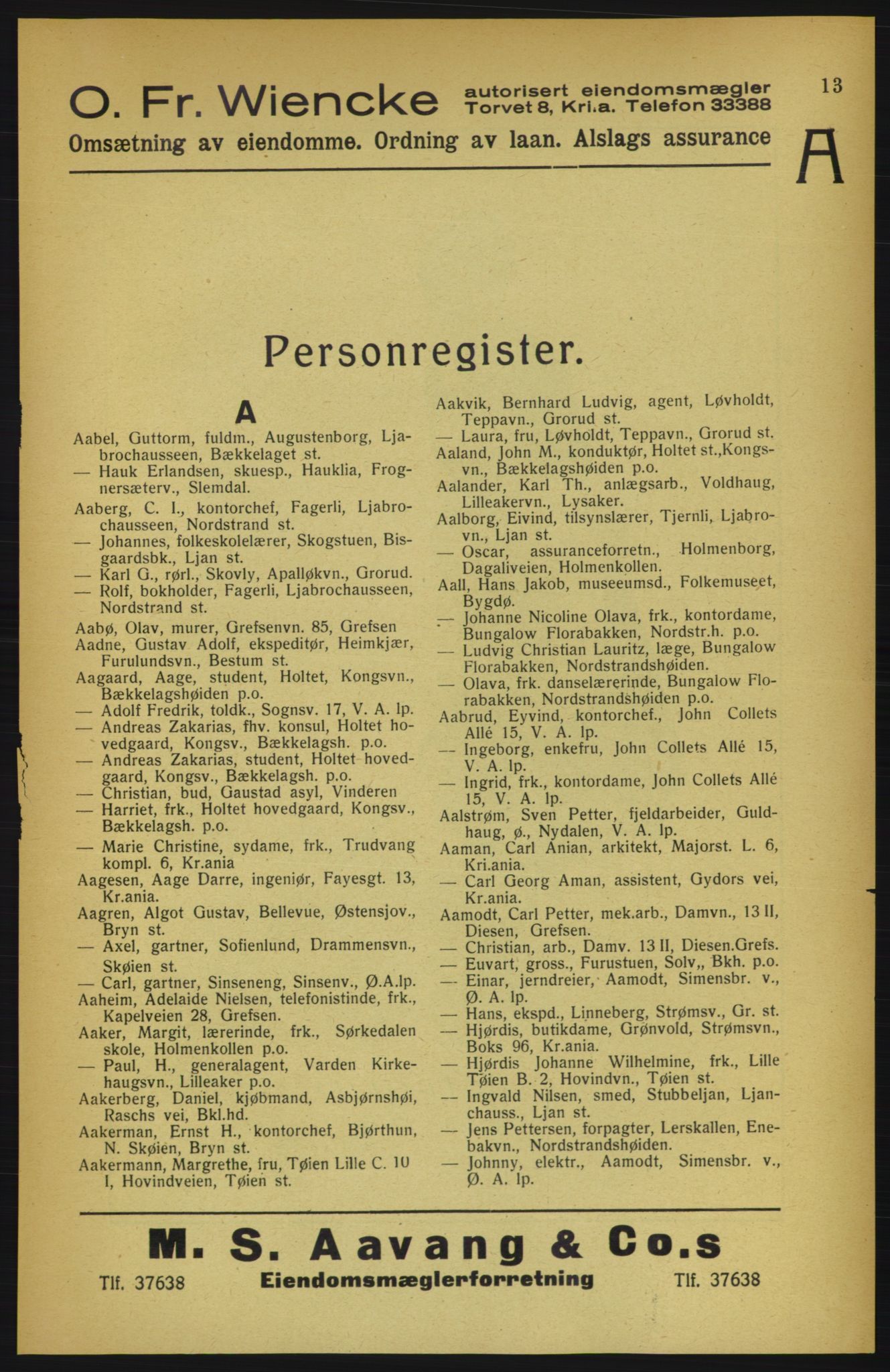 Aker adressebok/adressekalender, PUBL/001/A/002: Akers adressekalender, 1922, p. 13