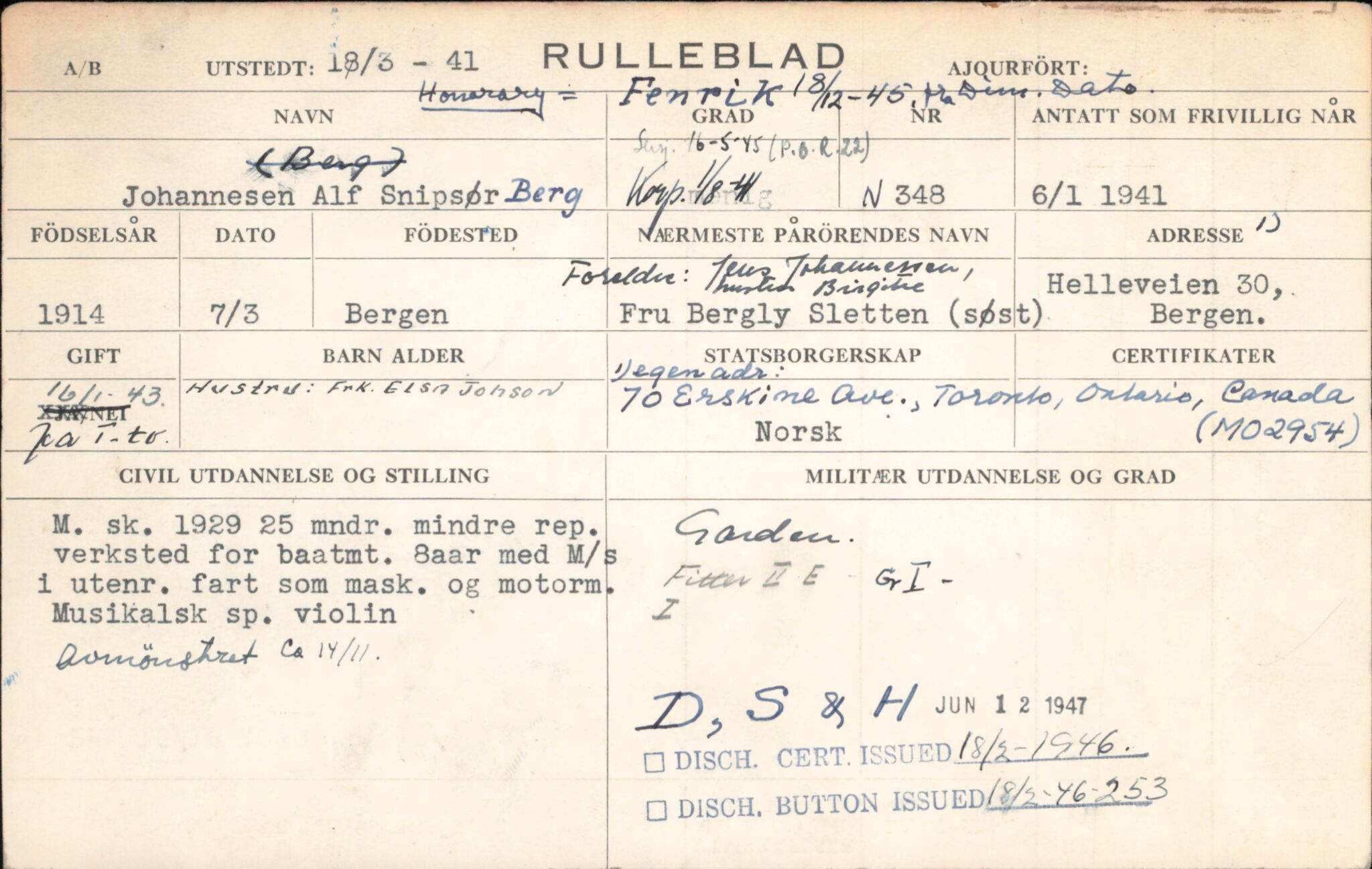 Forsvaret, Forsvarets overkommando/Luftforsvarsstaben, AV/RA-RAFA-4079/P/Pa/L0036: Personellpapirer, 1914, p. 375