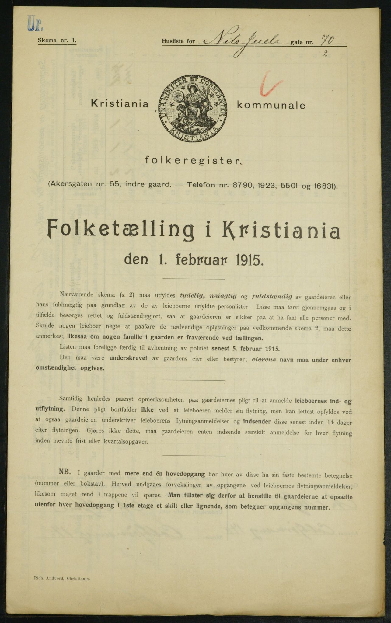 OBA, Municipal Census 1915 for Kristiania, 1915, p. 70368