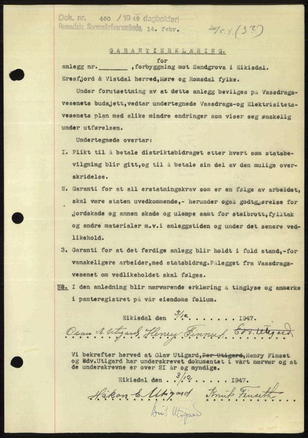 Romsdal sorenskriveri, AV/SAT-A-4149/1/2/2C: Mortgage book no. A28, 1948-1949, Diary no: : 460/1949