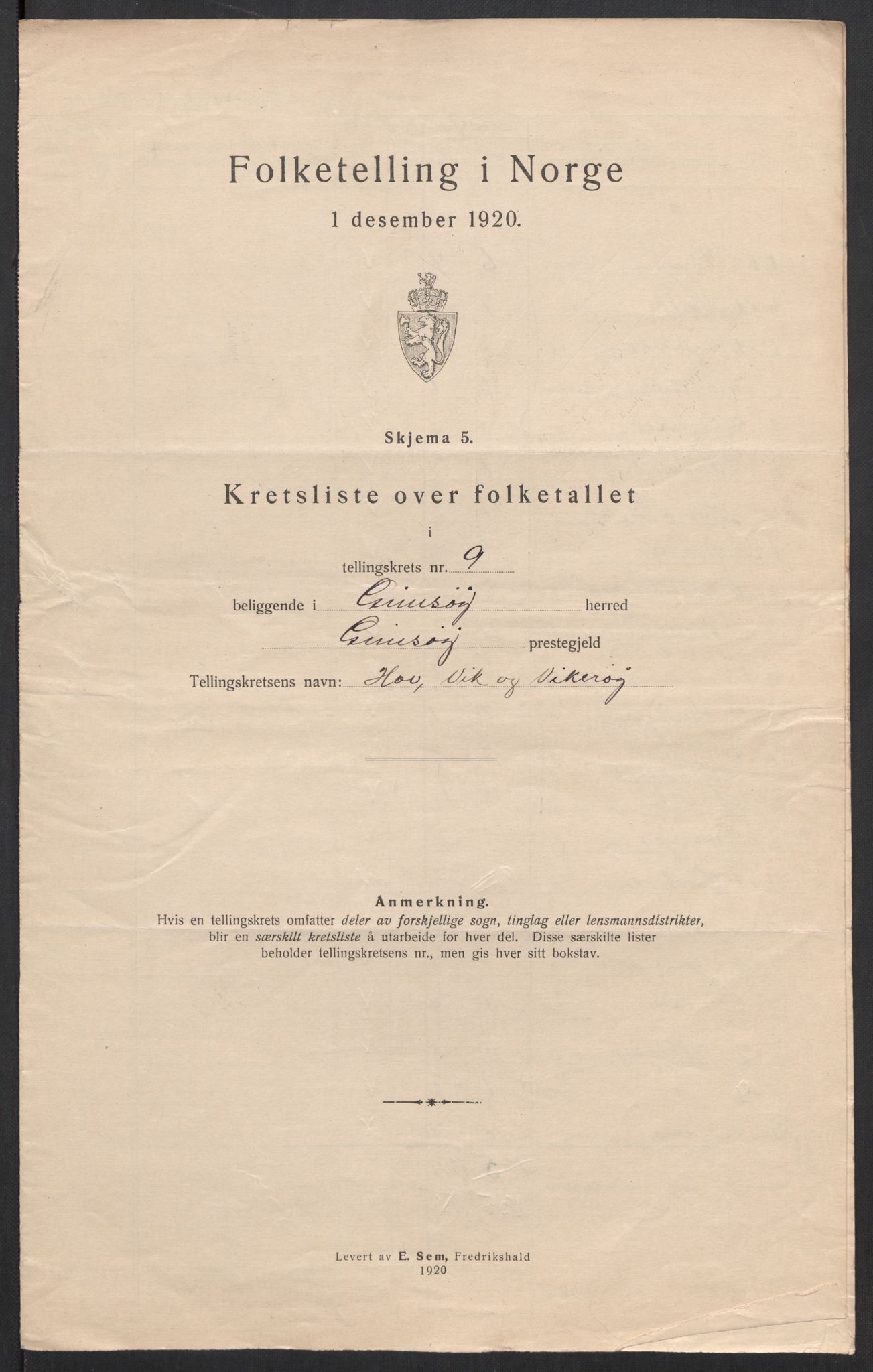 SAT, 1920 census for Gimsøy, 1920, p. 36